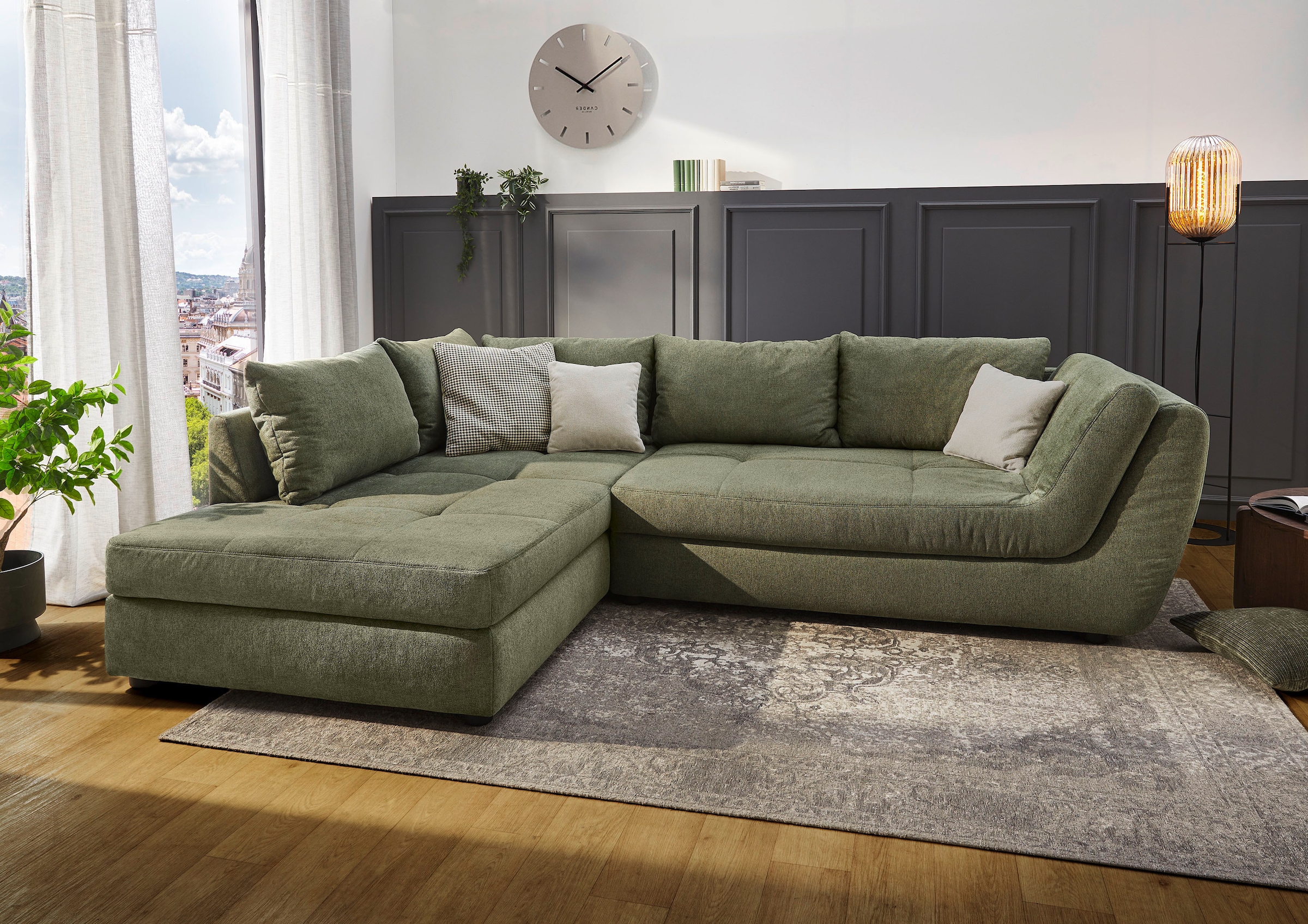 Jockenhöfer Gruppe Ecksofa »Rascasse, L-Form, Rampenotik im modernen Design« alle Kissen inklusive, rechts oder links montierbar, XXL-Breite: 322cm