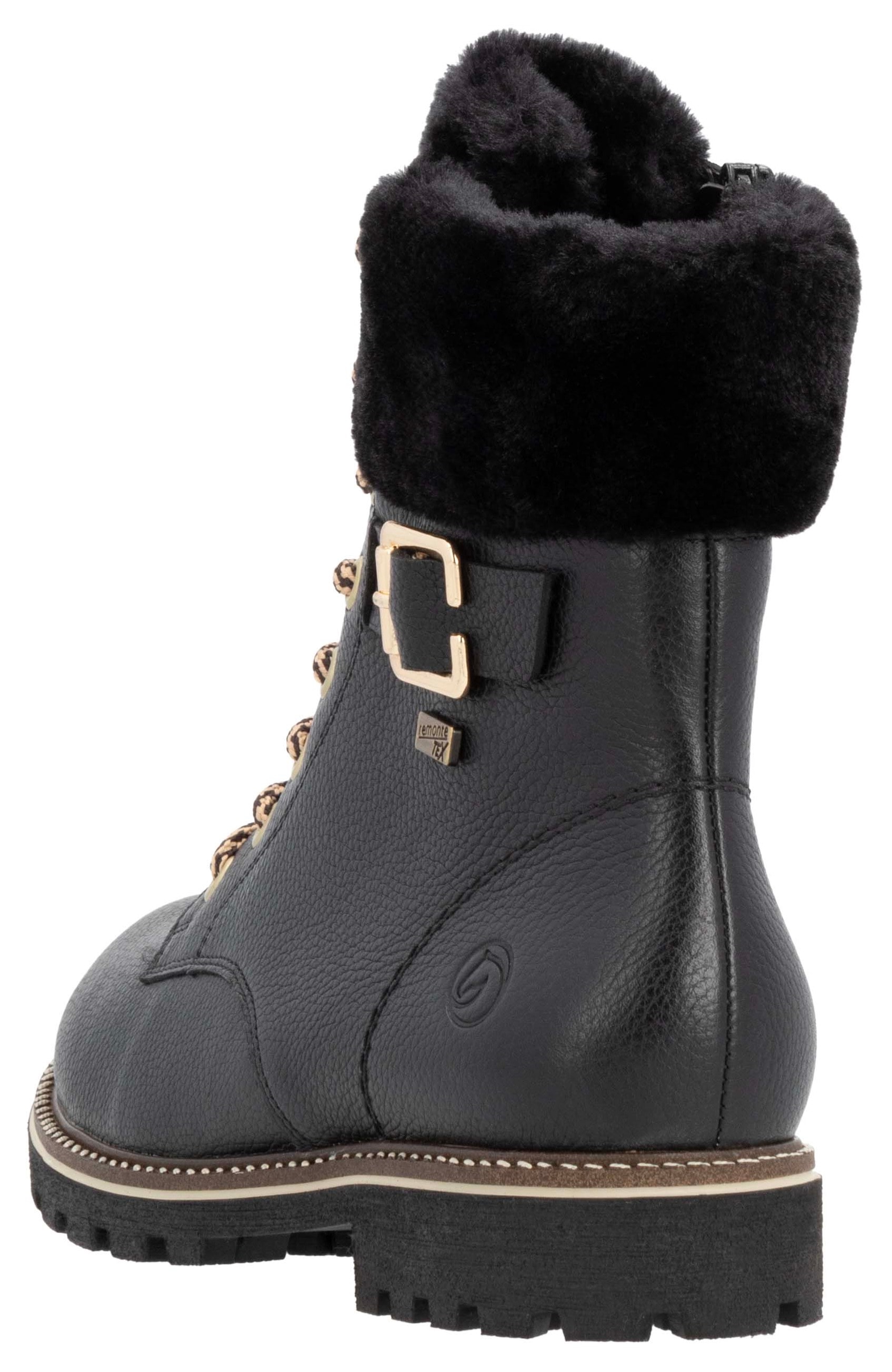 Remonte Winterboots »Elisabeth Hurley-Collection«, Schnürboots, Outdoorschuh, Schnürstiefelette mit Zierschnalle