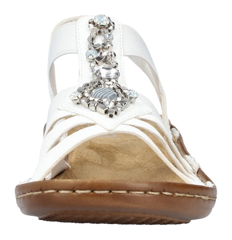 Rieker Riemchensandale, Sommerschuh, Sandalette, Keilabsatz, mit Schmucksteinen besetzt