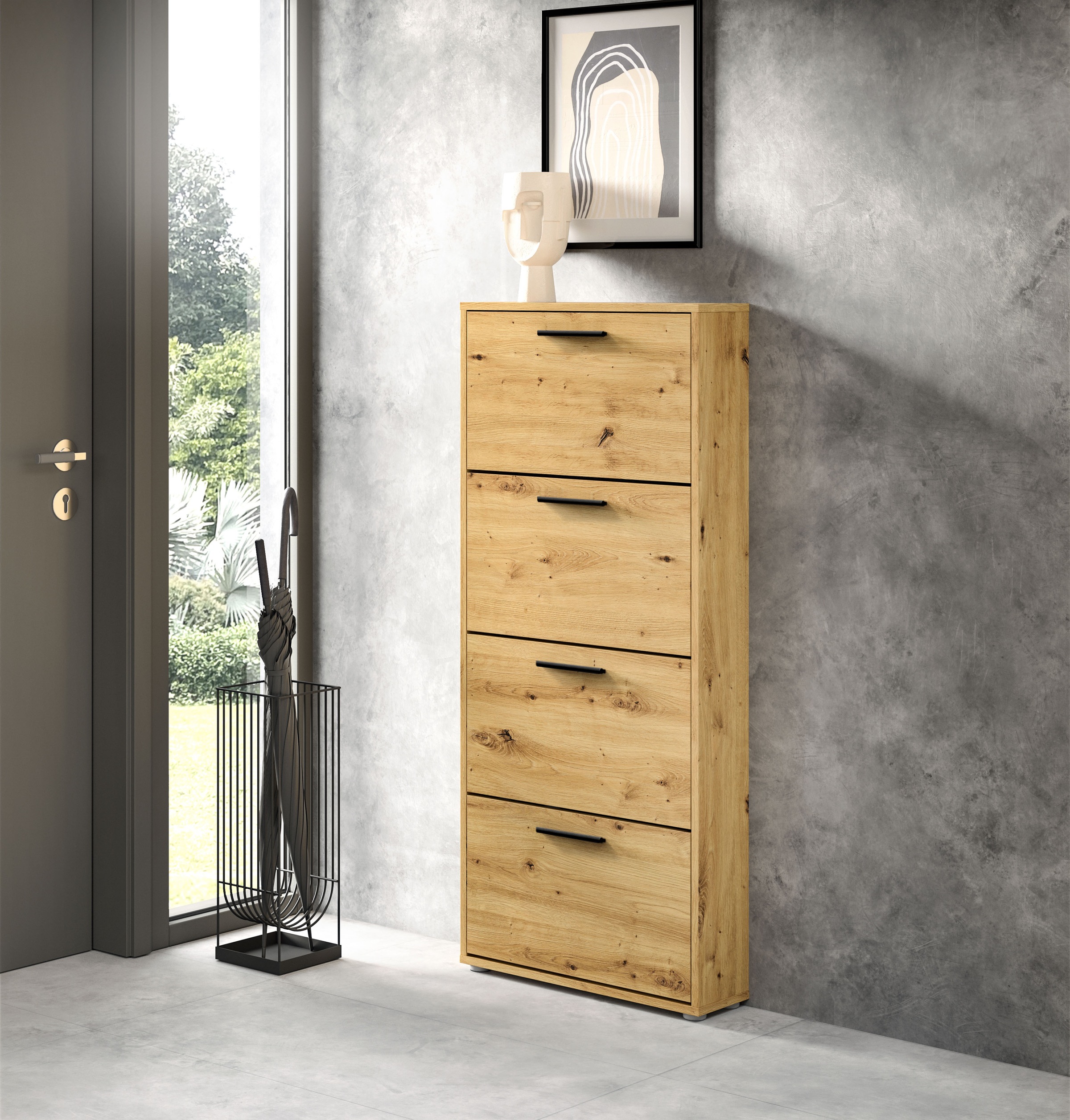 HBZ Schuhkipper »Sam Schuhkipper, Schuhschrank BxHxT 59x136x17 cm«, (1 St.), mit 4 Klappen