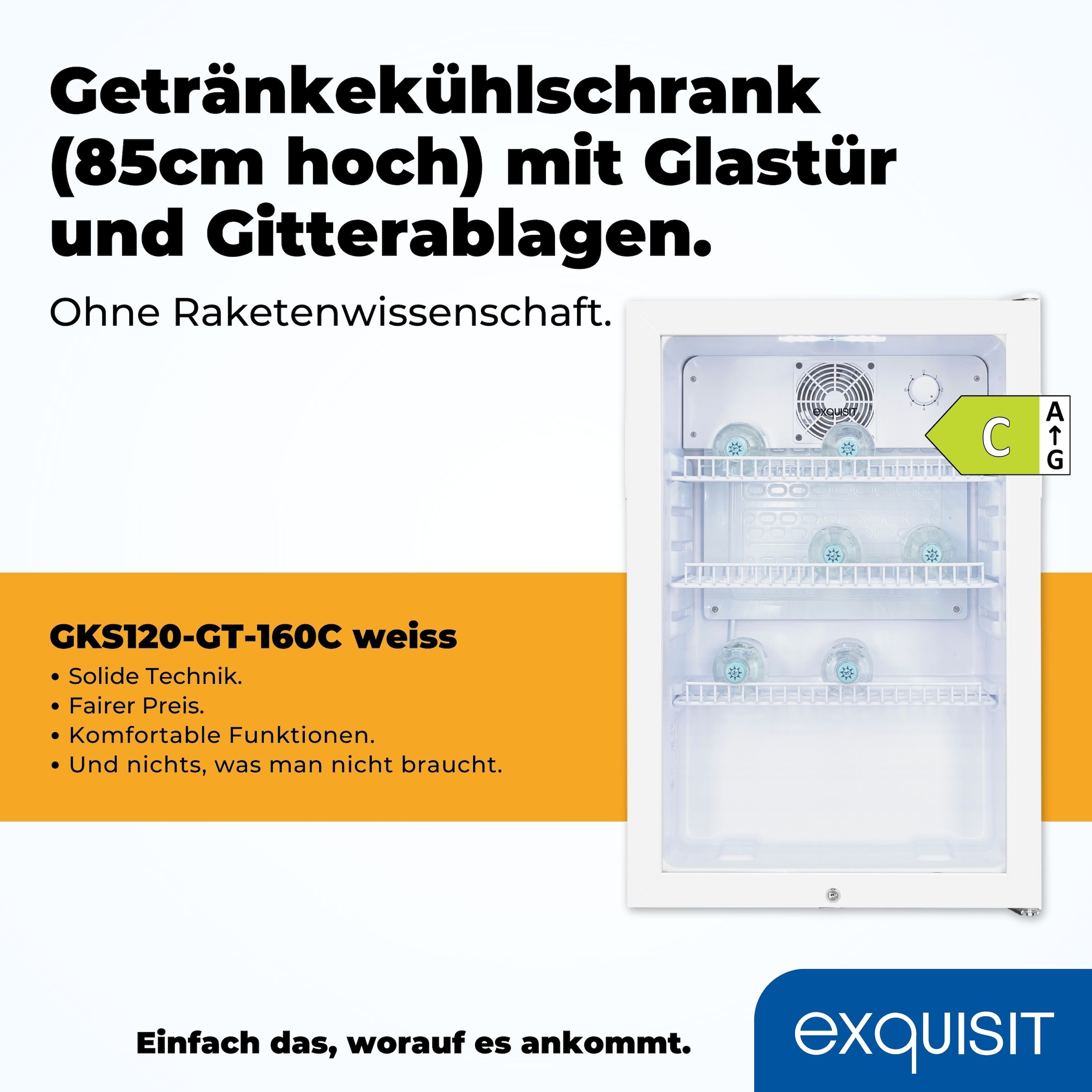 exquisit Getränkekühlschrank »GKS120-GT-160C weiss«