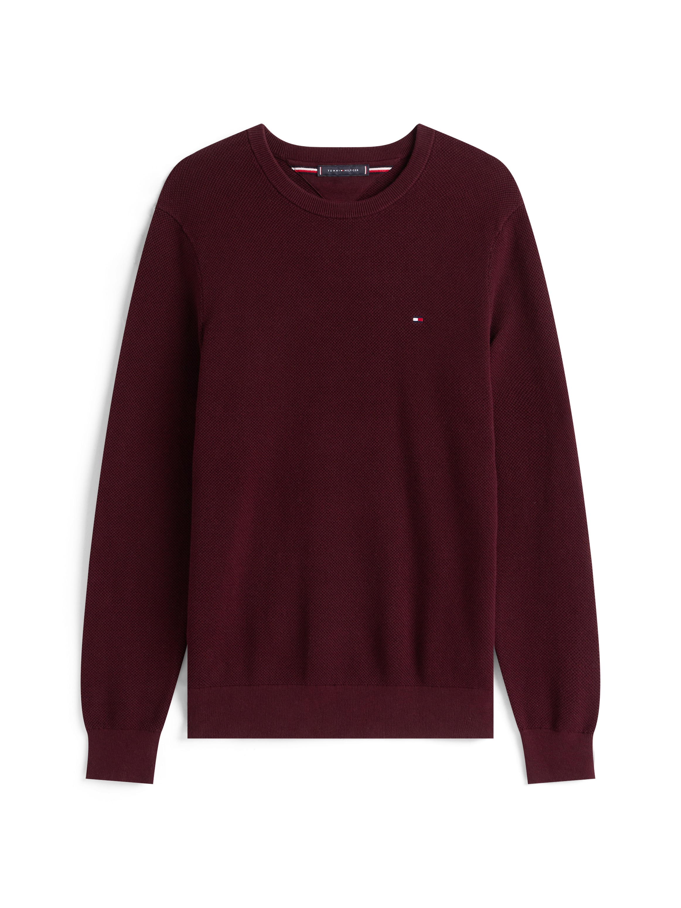 Tommy Hilfiger Rundhalspullover »ESSENTIAL STRUCTURE CREW NECK mit Struktur und Label«, unifarben, casual, regular fit, Baumwolle, Rundhals
