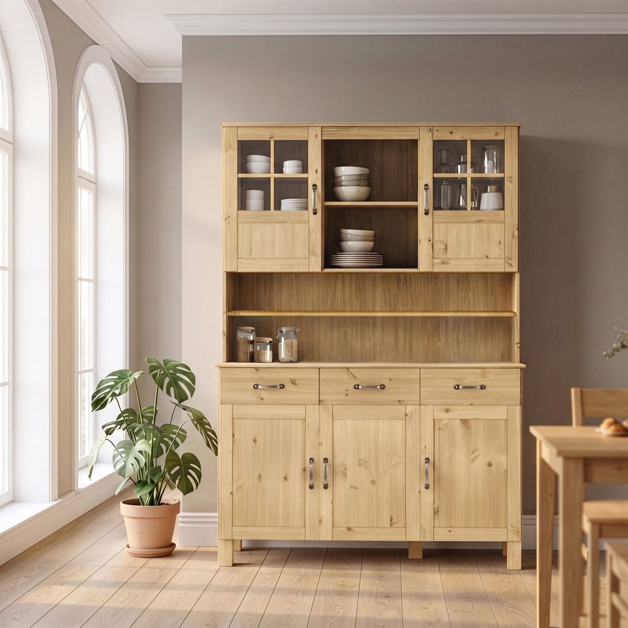 Home affaire Küchenbuffet »Alby« Breite 125 cm, 2 Glastüren, 2 Schubladen