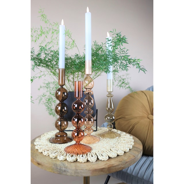 Leonique Kerzenleuchter »Lorrely«, (Set, 2 St.), Stabkerzenhalter aus Glas, Höhe  ca. 22 cm bestellen im OTTO Online Shop