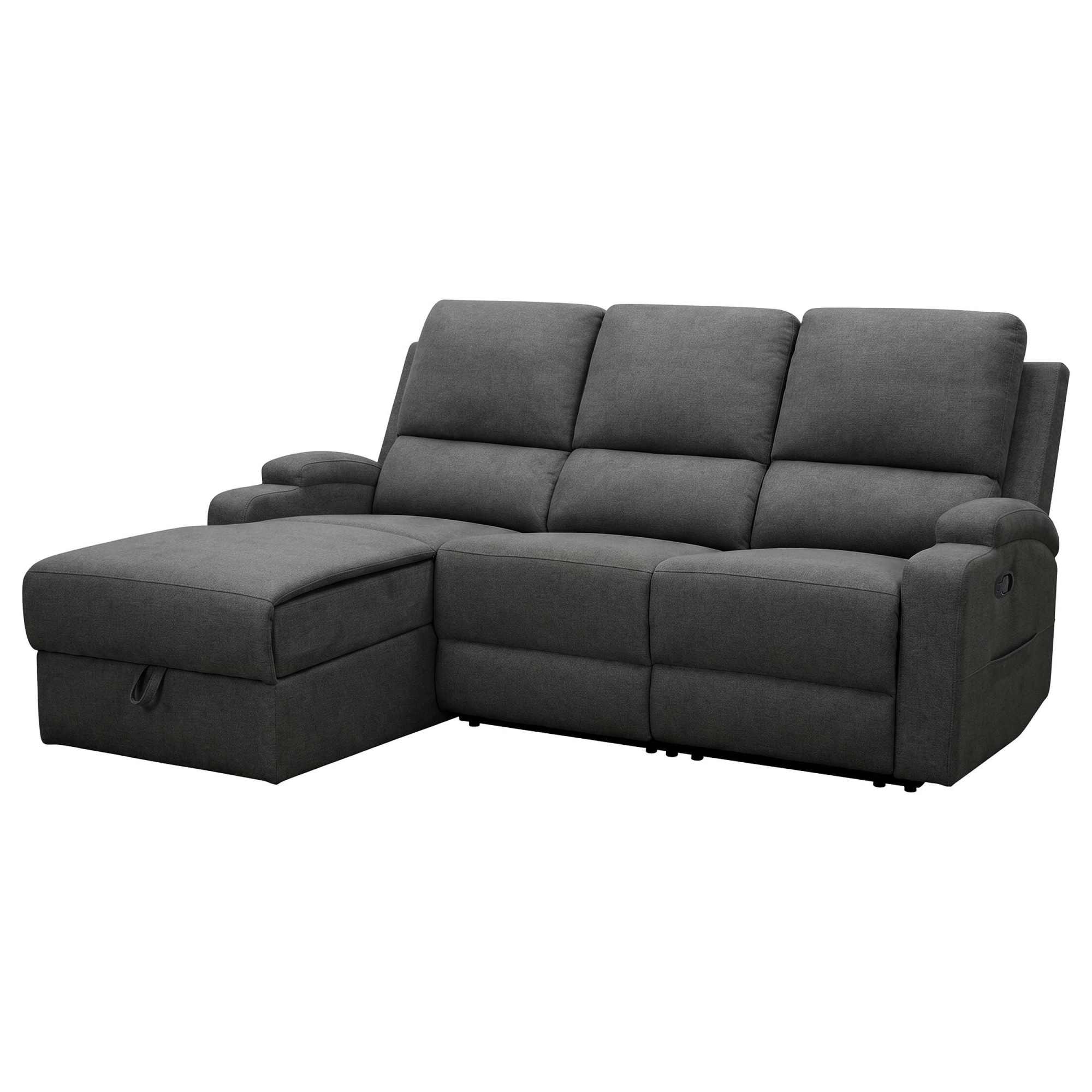 OTTO home Ecksofa »NAPORI Struktur-Bezug, L-Form, 210cm, man./elektr. Relaxfunktion« USB-A bei elektr. Variante, Staukasten, Seitentaschen u. Federkern