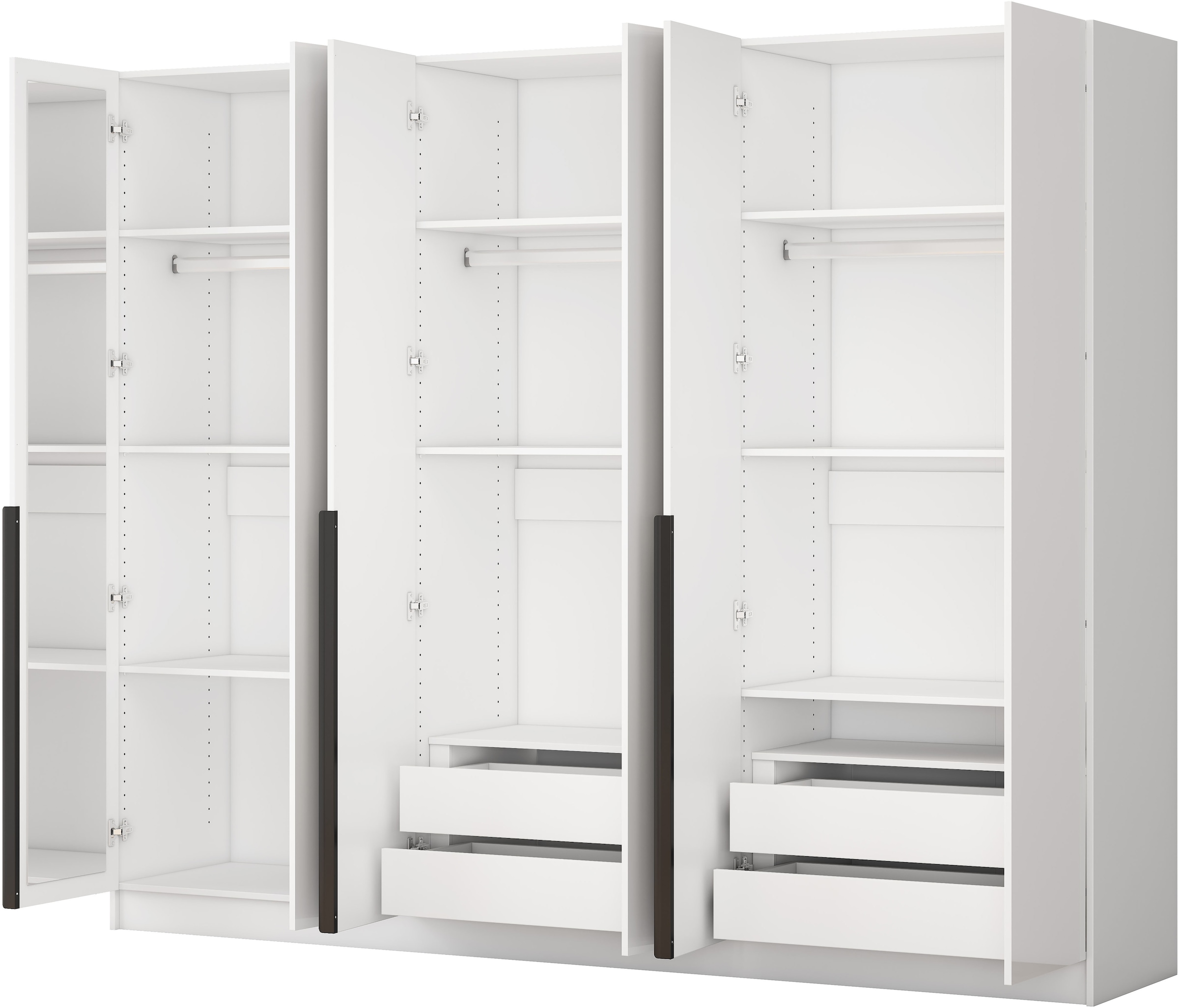 OTTO home Kleiderschrank »Annor Schlafzimmerschrank Breite 242cm hochglanz Schrank Garderobe« Drehtürenschrank mit perfekter Innenausstattung - elegante Türgriffe