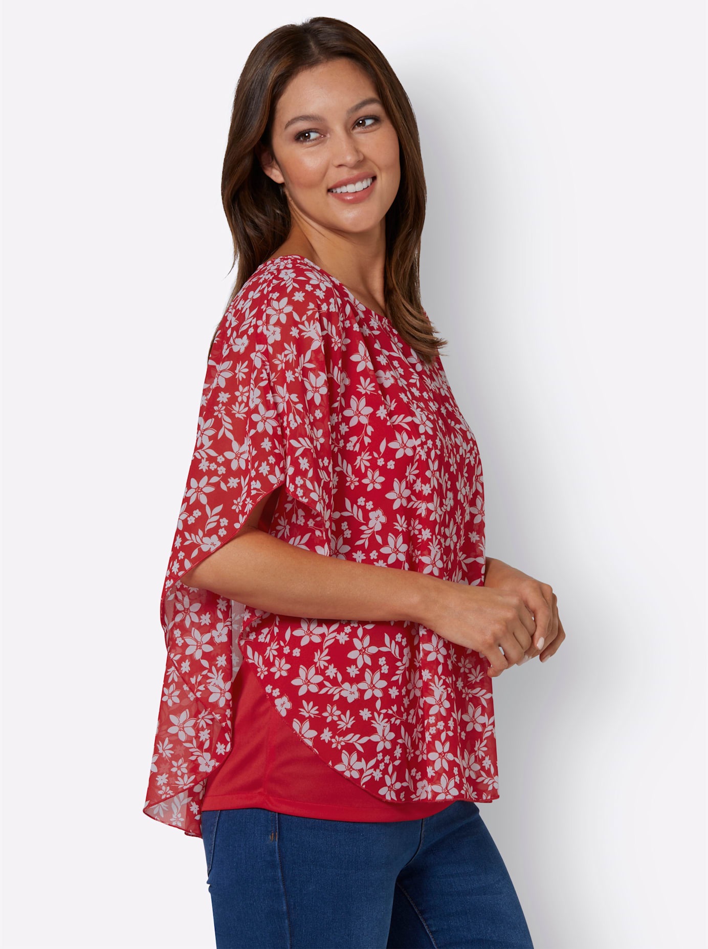 Classic Basics Damen Georgettebluse in rot, Größe 52