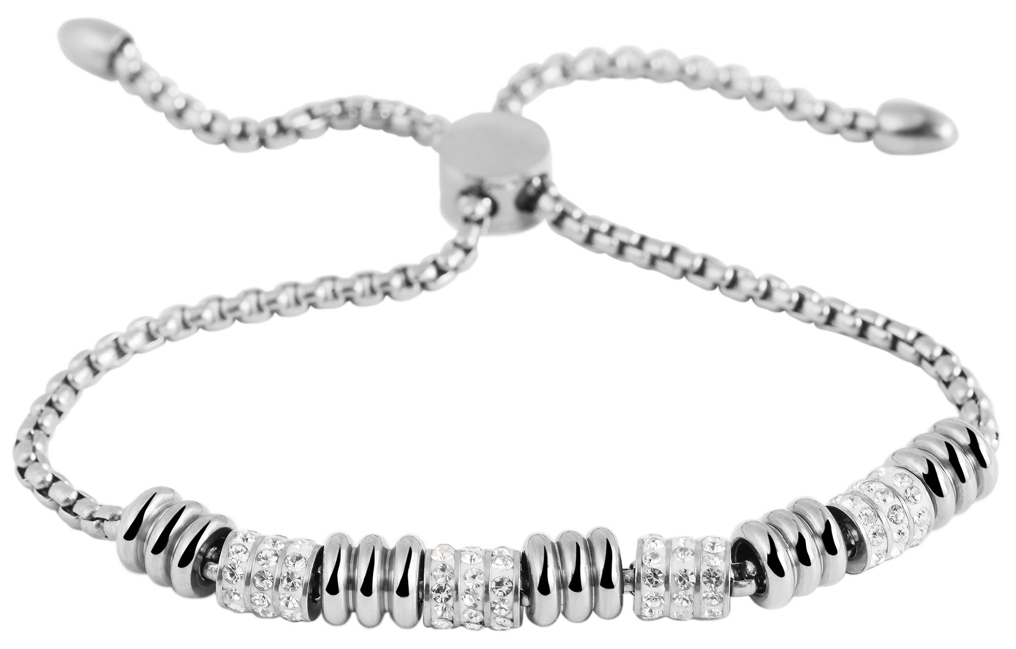 Adelia´s Armreif »Damen Armband ¿ Armreif aus Edelstahl mit Strass Steinchen 24 cm«