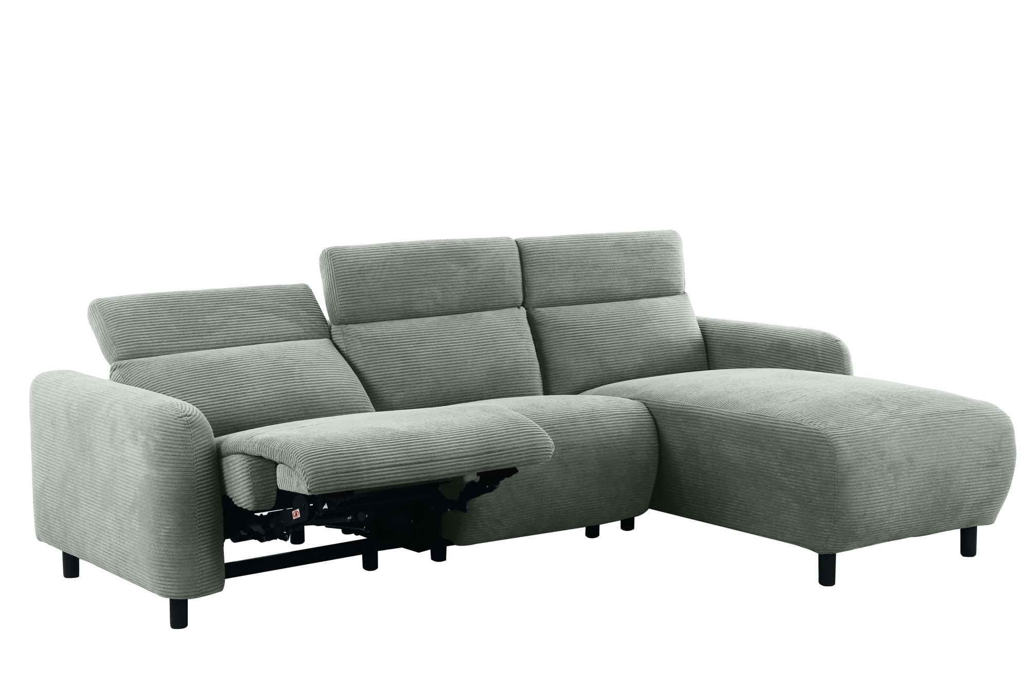 Home affaire Ecksofa »SKAANE in Cord, L-Form, 274 cm, manuelle u. elektrische Funktion,«, rundes Design, Kopfteilverstellung, Federkernpolsterung