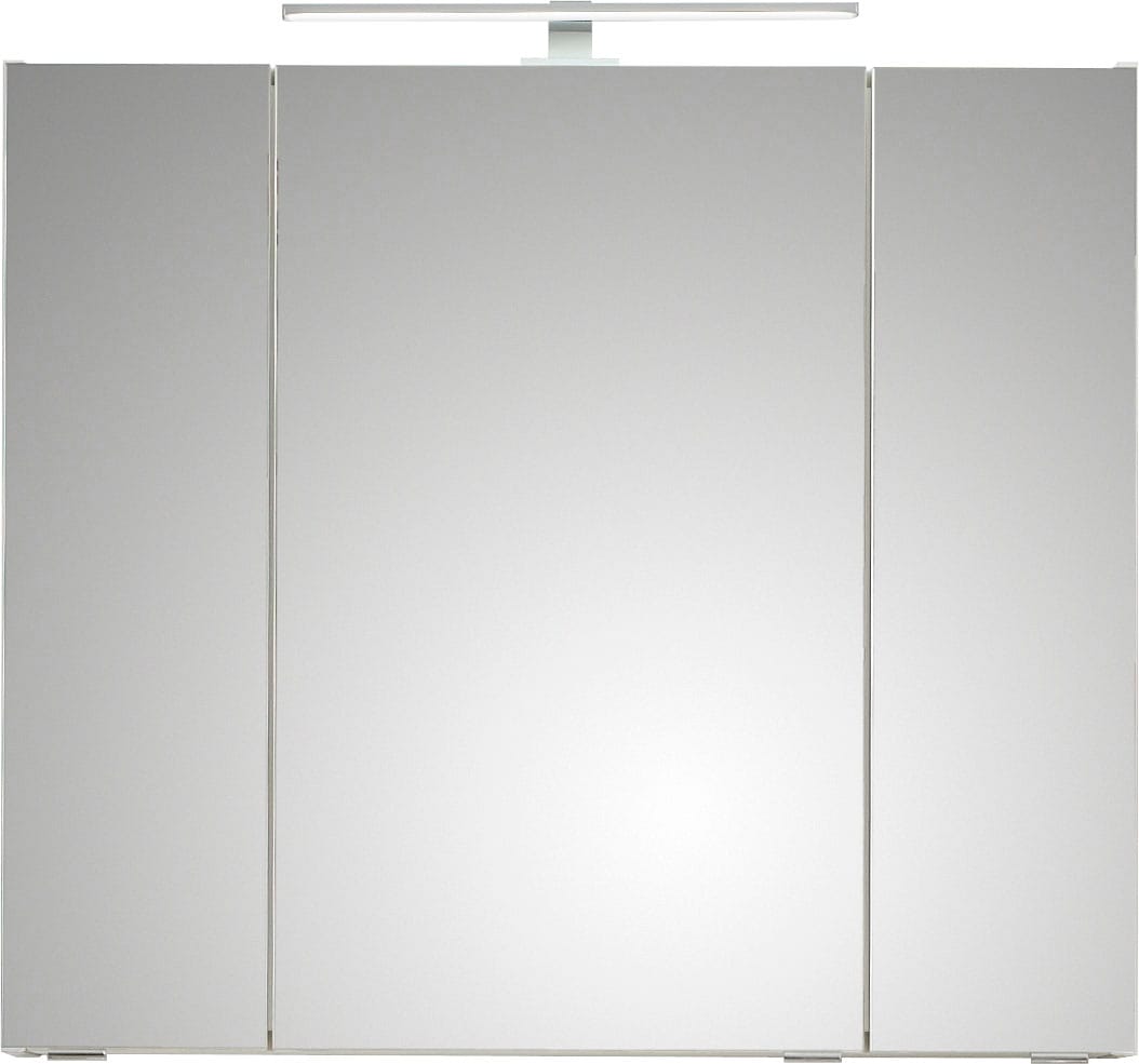 Saphir Badmöbel-Set »Quickset 3-teilig, Keramik-Waschtisch und LED-Spiegelschrank«, (5 St.), mit Midischrank, 2 Türen, 1 Nische, 2 Schubladen, inkl. Türdämpfer
