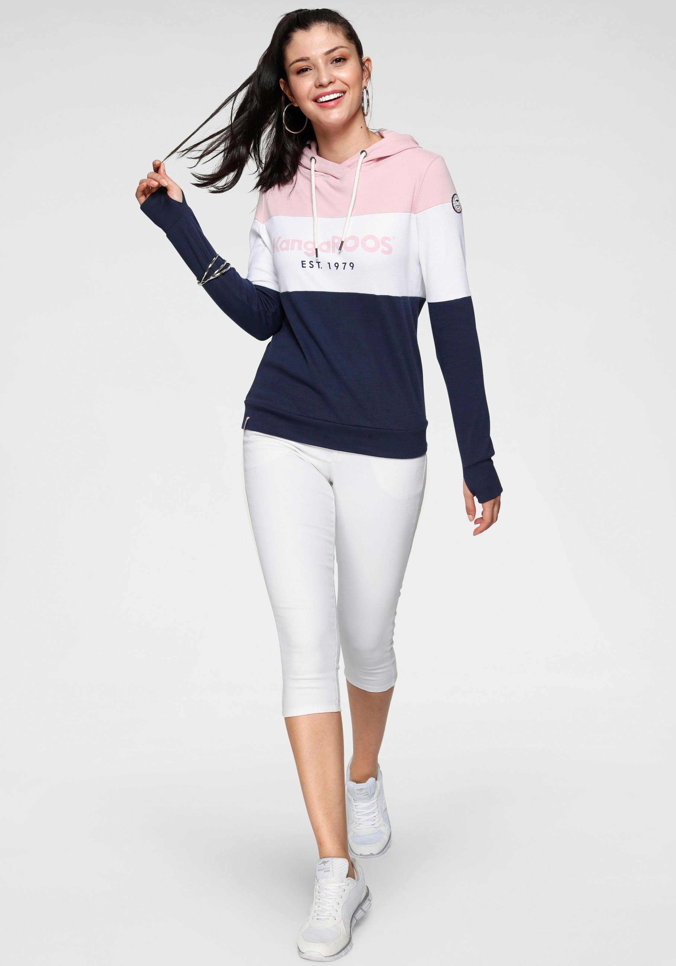 KangaROOS Hoodie, Langarm mit Daumenlöchern, figurumspielend