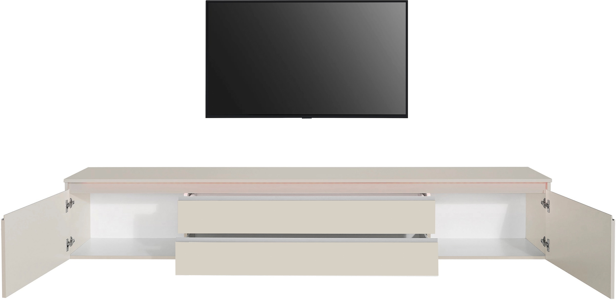 Home affaire Lowboard »Magic,Lowboard,TV-Kommode,TV-Möbel,TV-Bank« Alugriff, 2 Türen, 2 Schubkästen, B/T/H 240×40×40 cm, kaschmir matt