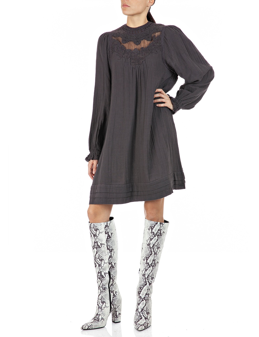 Replay Sommerkleid, A-Silhouette mit Spitze& Mesh& tiefem Rückenausschnitt