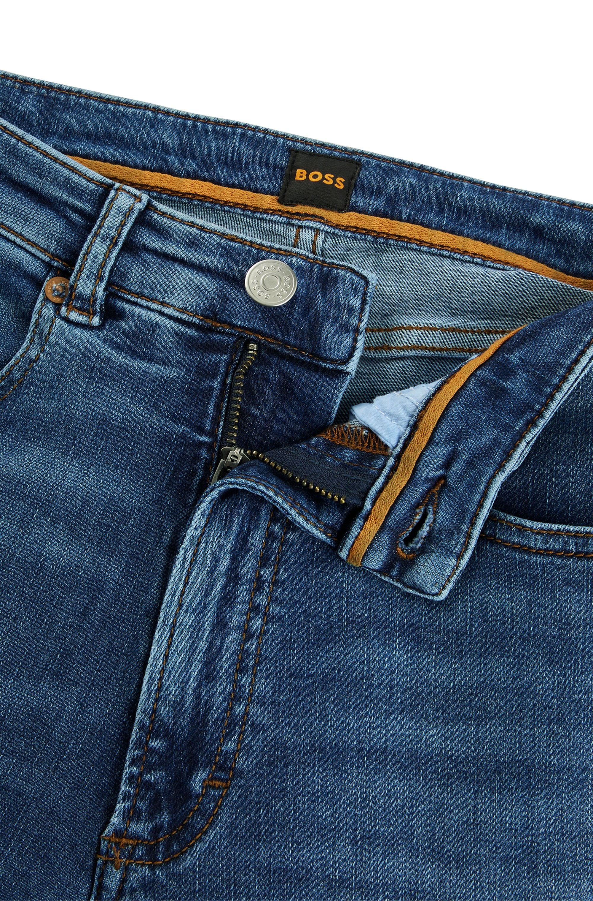 BOSS ORANGE Slim-fit-Jeans »Rosa High Rise Bootcut Premium Damenmode«, mit Leder-Badge