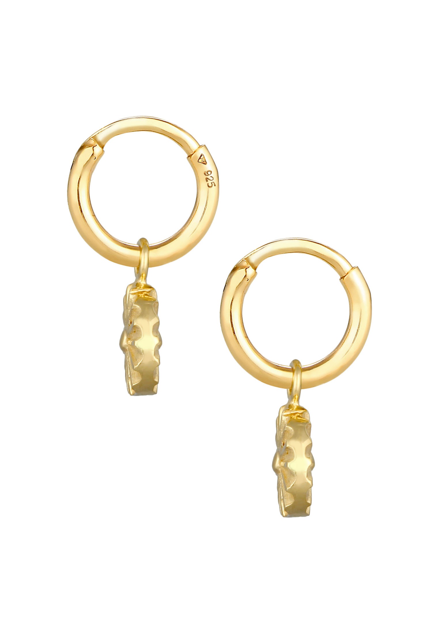 Elli Paar Creolen »Ohrringe Creolen Einhänger Plättchen Sonne Antik 925 Silber«