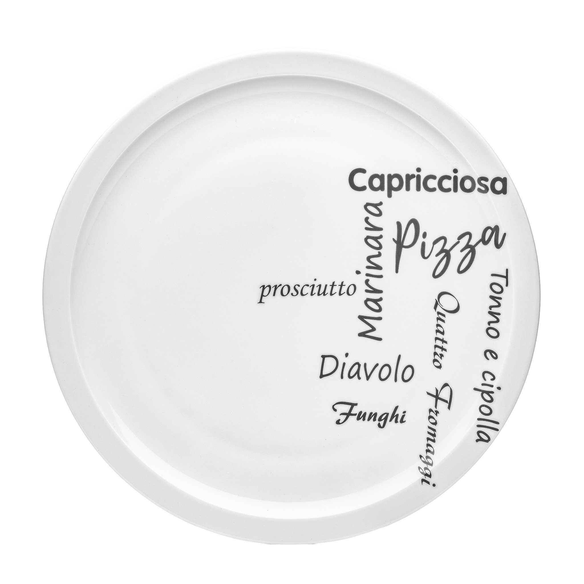 van Well Pizzateller »Teller Set, Italia, Teller 30 cm, 6 Stück« Porzellan, Typografie-Design, spülmaschinen-/mikrowellengeeignet