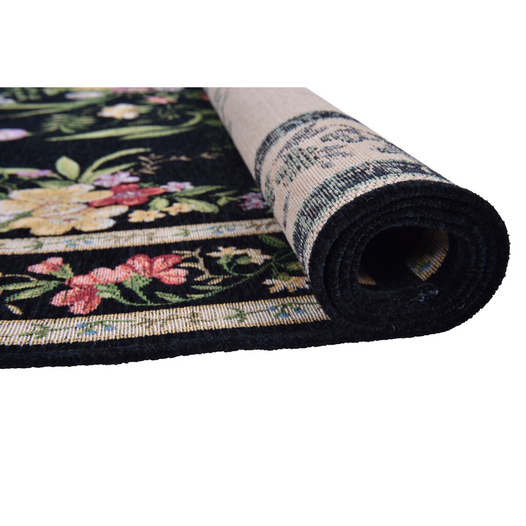 THEKO Teppich »Flomi Sagrini«, rechteckig, 4 mm Höhe, Flachgewebe, Pastell-Farben, Blumen Design