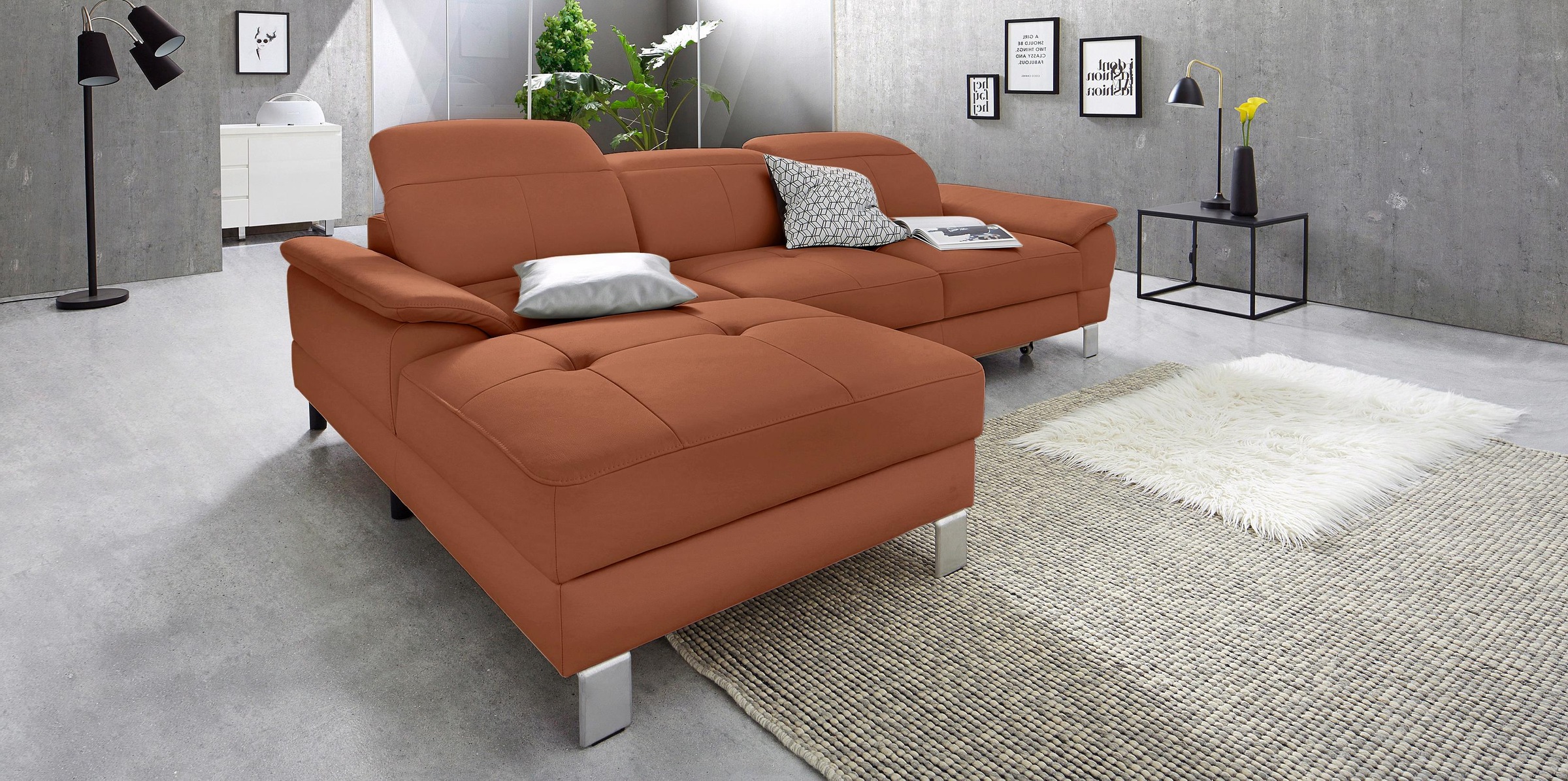 exxpo - sofa fashion Ecksofa »Mantua 2, inkl. Kopf- bzw. Rückenverstellung, bequem, L-Form«, wahlweise mit Bettfunktion und Bettkasten, tolle Verarbeitungsdetails