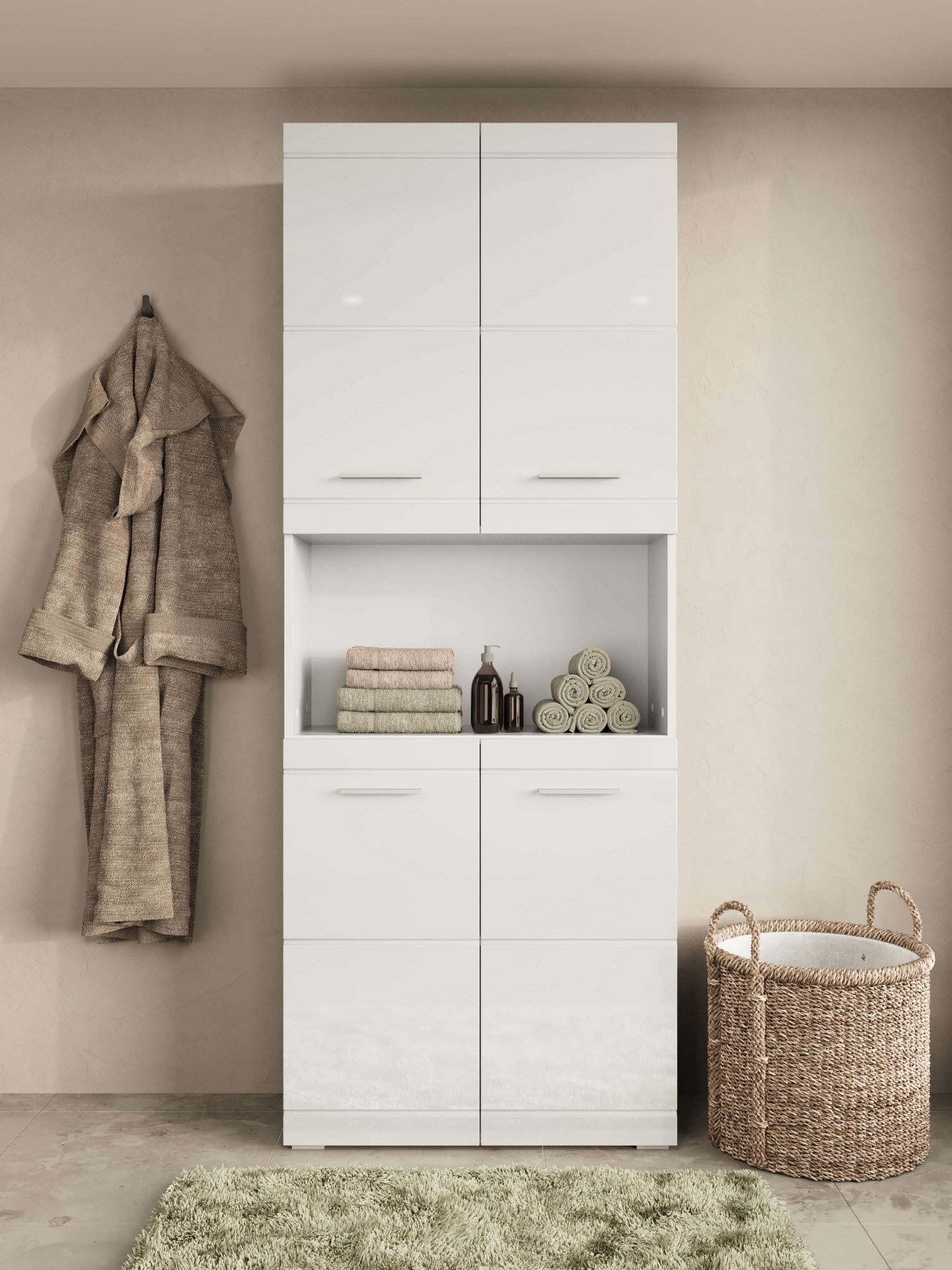 OTTO home Hochschrank »Föhr« minimalistisch, zeitlos, hochglänzend