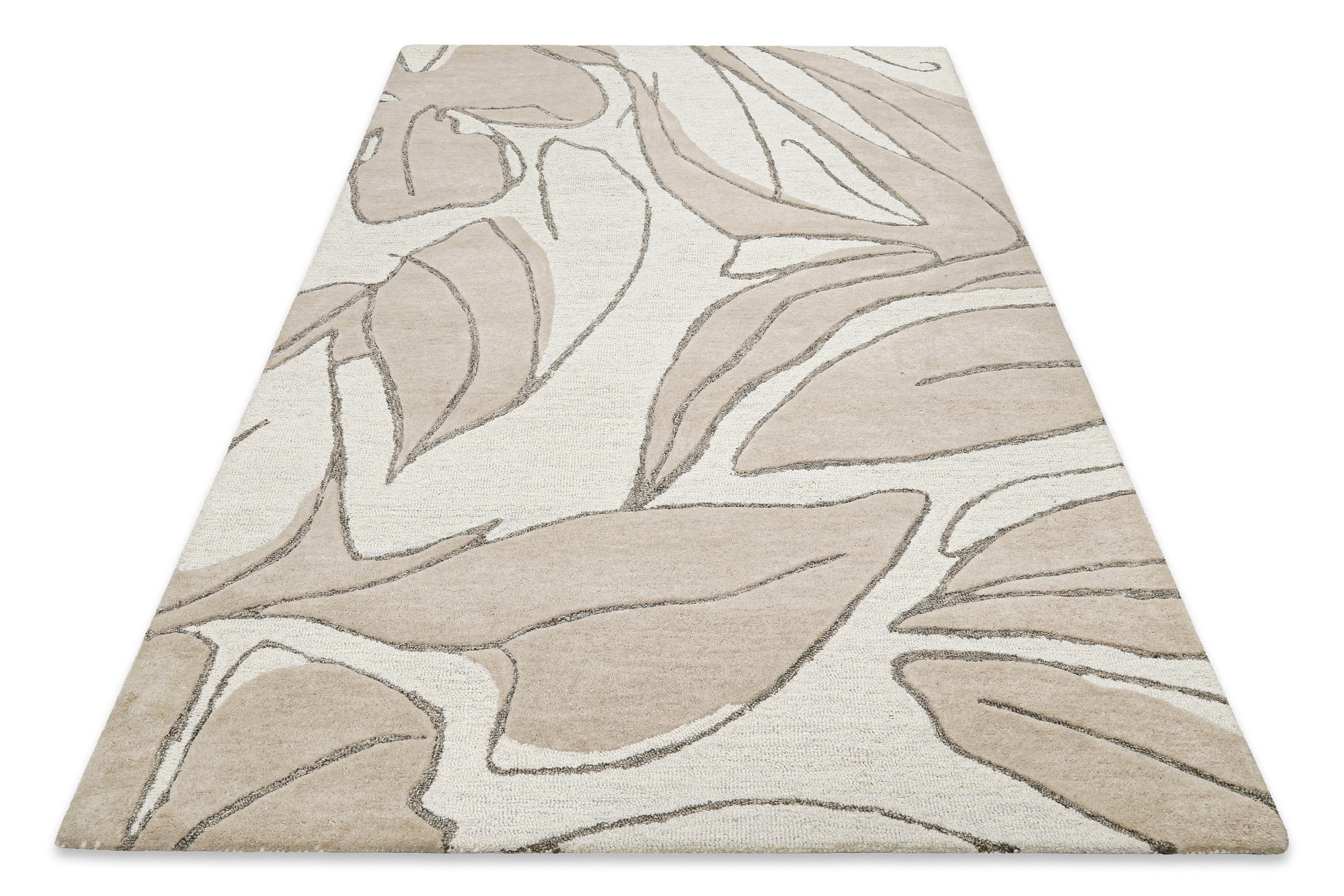 Wecon home Teppich »Tunia«, rechteckig, 10 mm Höhe, handgefertigt, floral, pflegeleicht, Wolle, Wohnzimmer, Schlafzimmer
