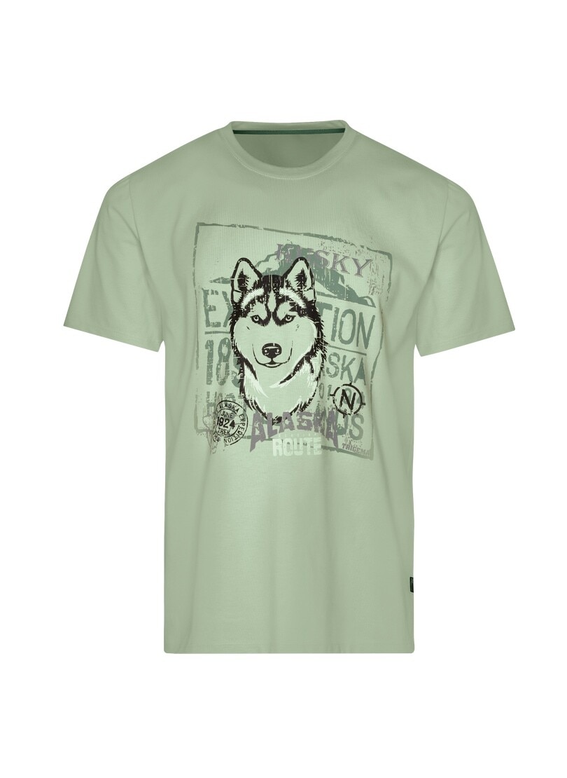 Trigema T-Shirt »TRIGEMA T-Shirt mit großem Husky-Printmotiv«, (1 tlg.)
