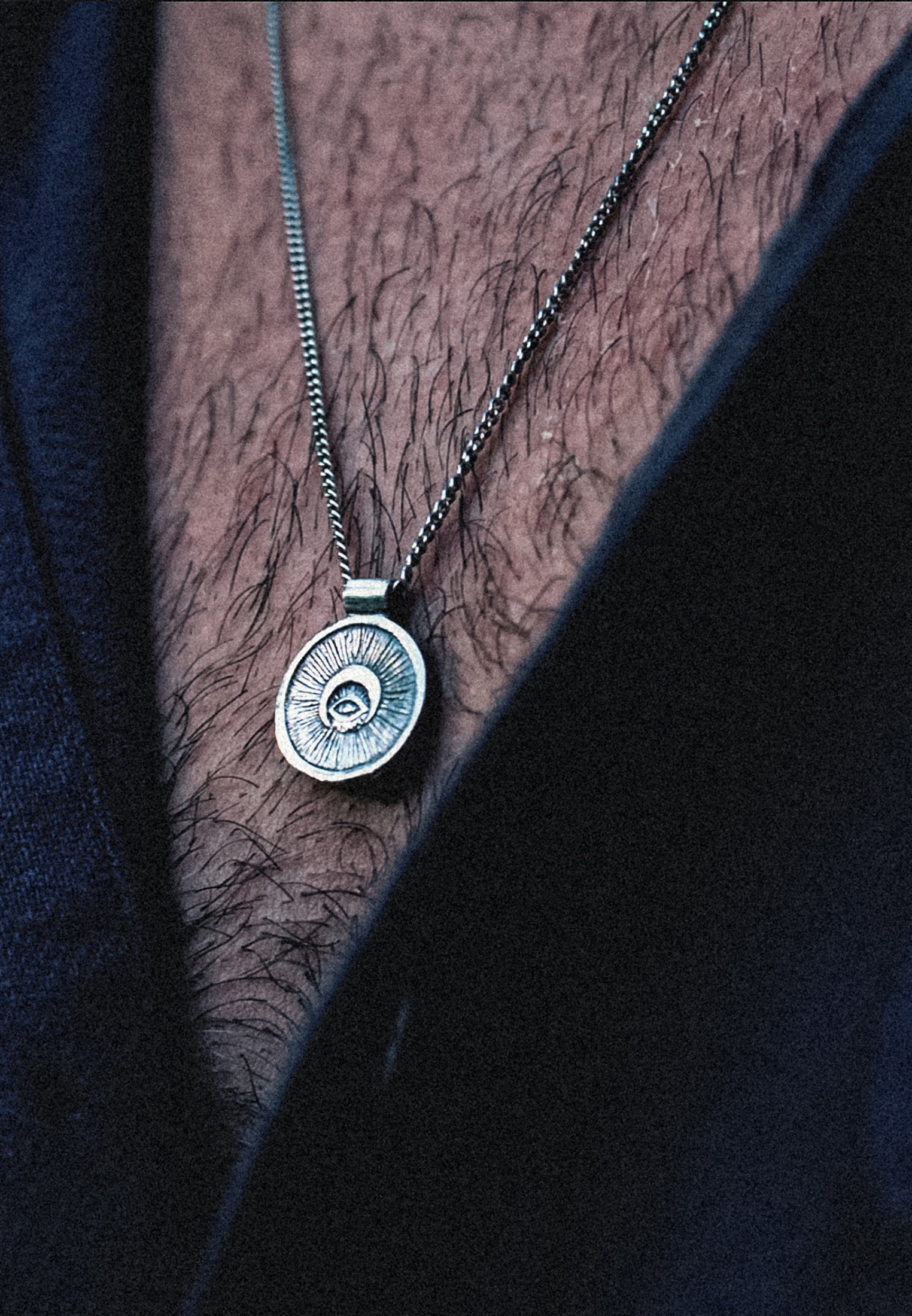 HAZE & GLORY Lange Kette »Halskette Münze Evil Eye - Sun 925 Silber«