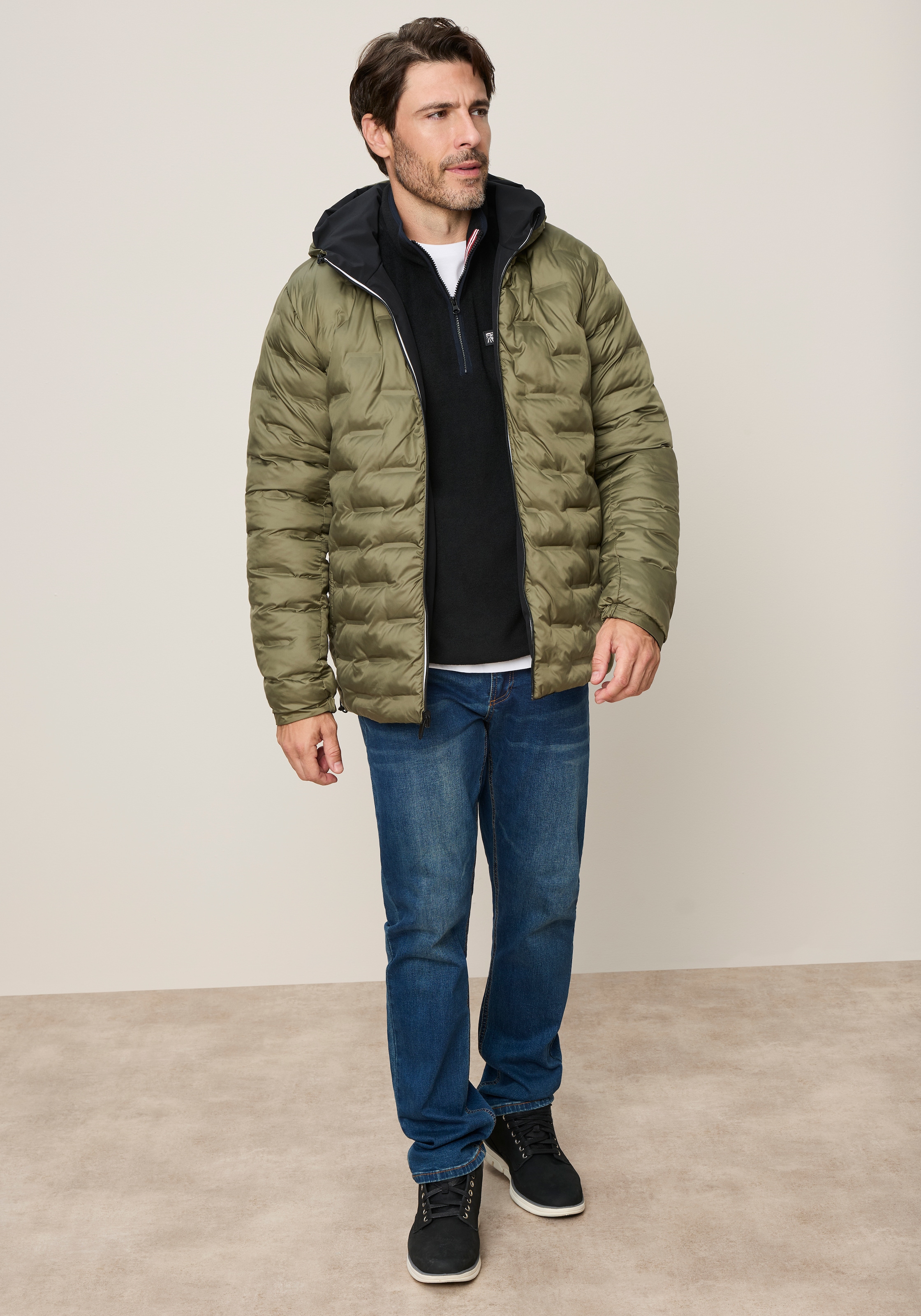 Man's World Wendejacke mit Kapuze 2- in-1 Jacke  beidseitig zu tragen von einer Seite gesteppt