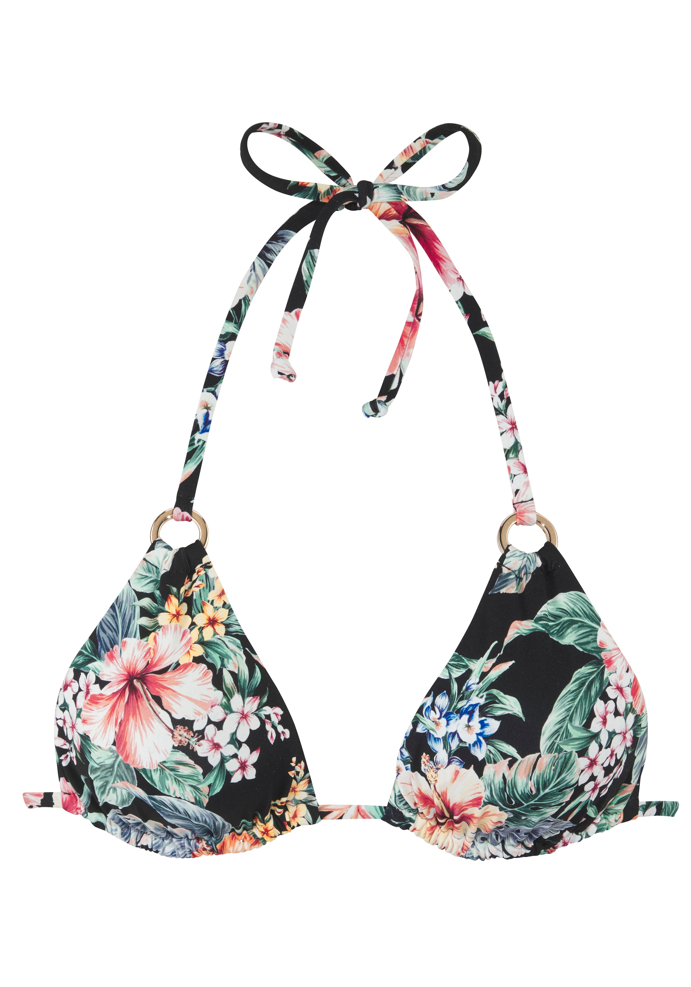 LASCANA Triangel-Bikini-Top »Salsa«, Goldfarbene Zierringe