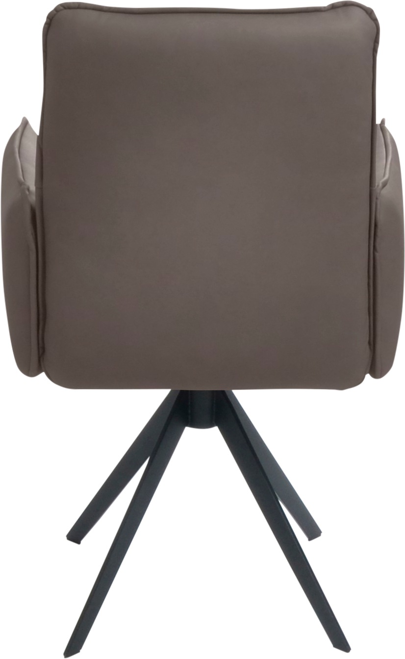 K+W Komfort & Wohnen Drehstuhl, Leder, Blitzdrehkreuz und Rückholfunktion, dekorativer 12mm Biese
