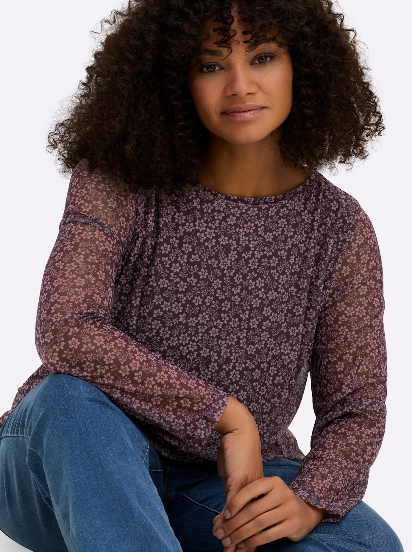 Sheego Langarmshirt »Mesh-Shirt« 1 Stk.