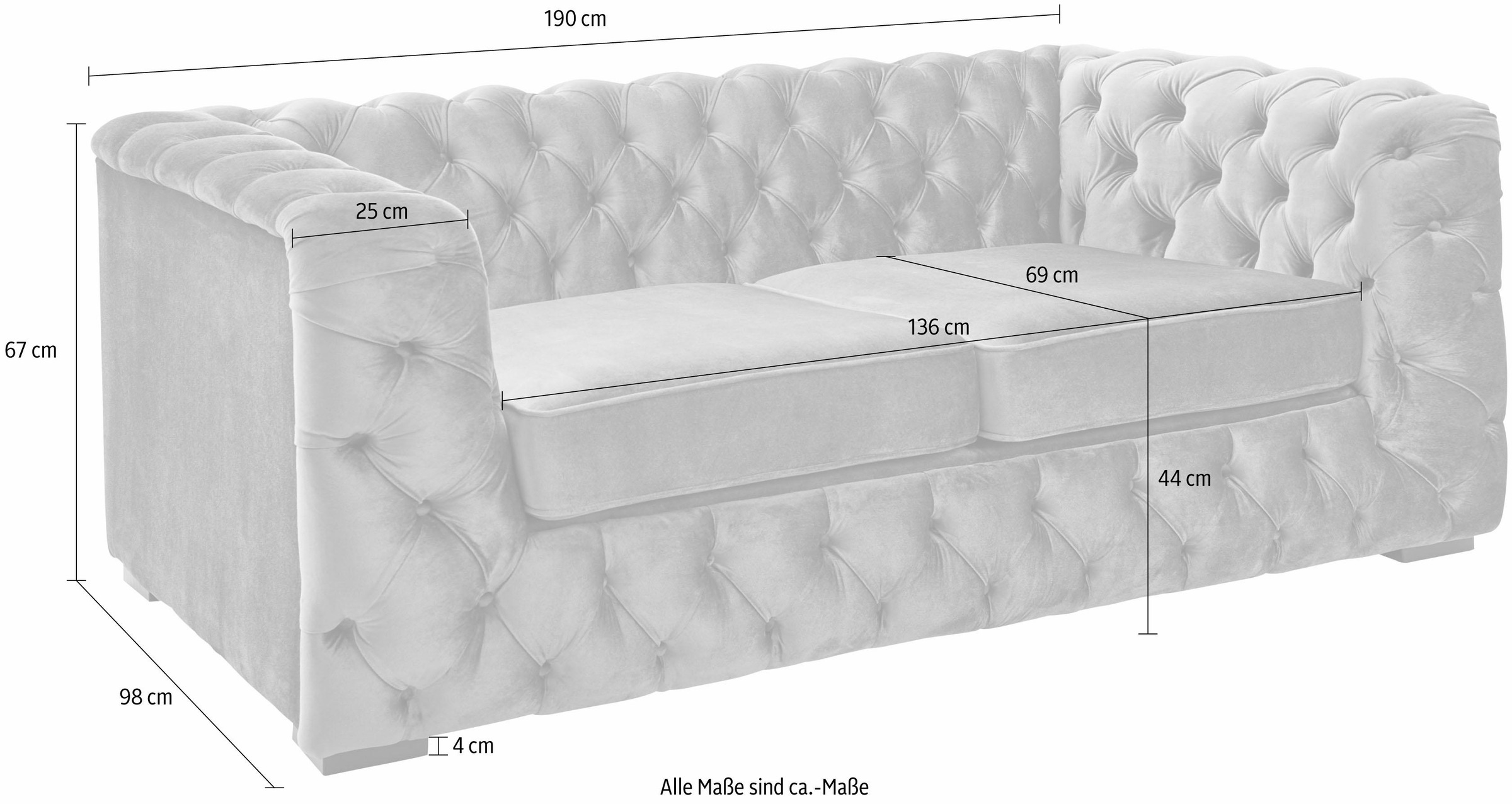 Guido Maria Kretschmer Home&Living Chesterfield-Sofa »Kalina«, mit klassischer Chesterfield-Knopfheftung