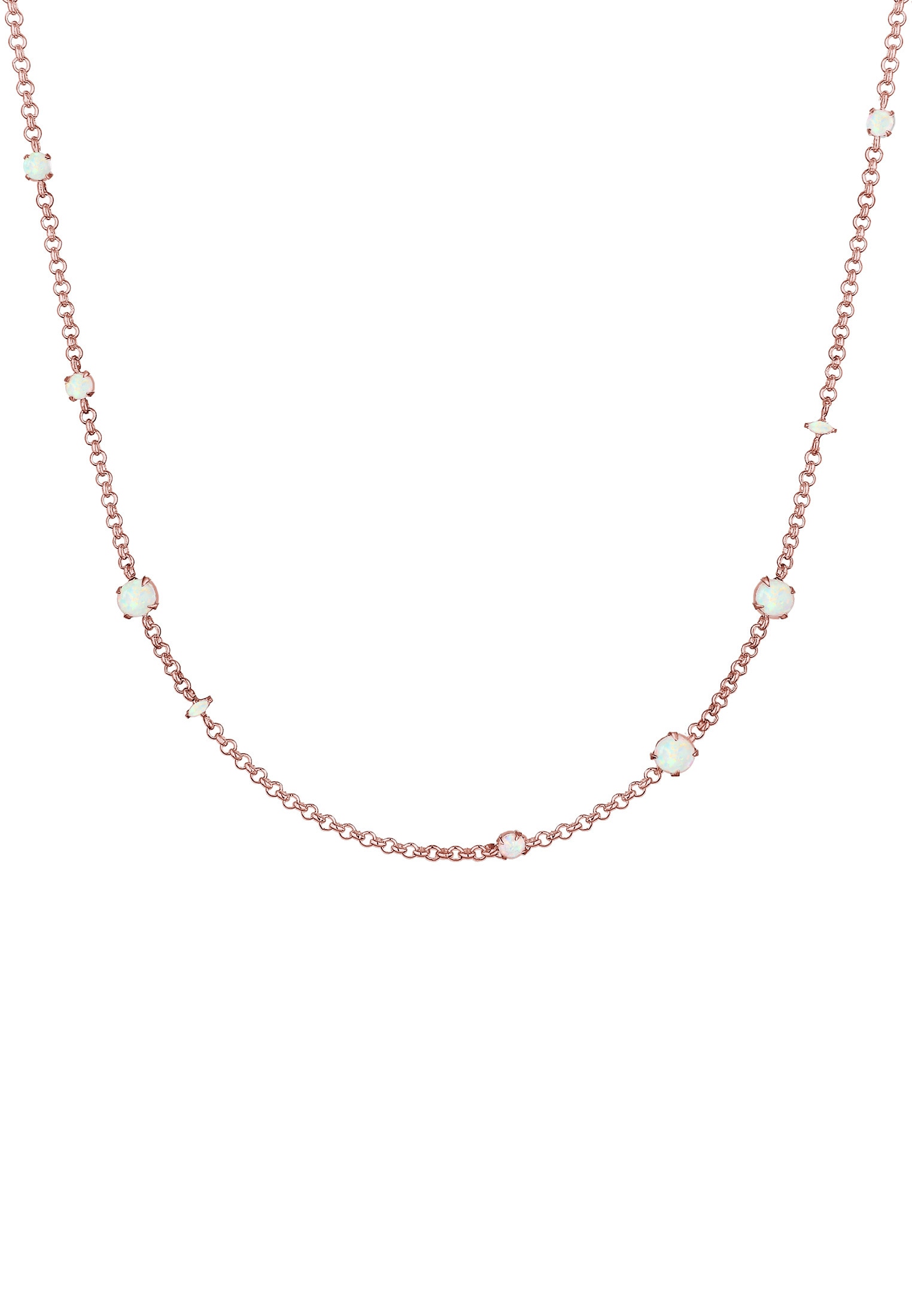 Elli Premium Silberkette »Halskette Synthetischer Opal Weiß 925 Sterling Silber vergoldet«