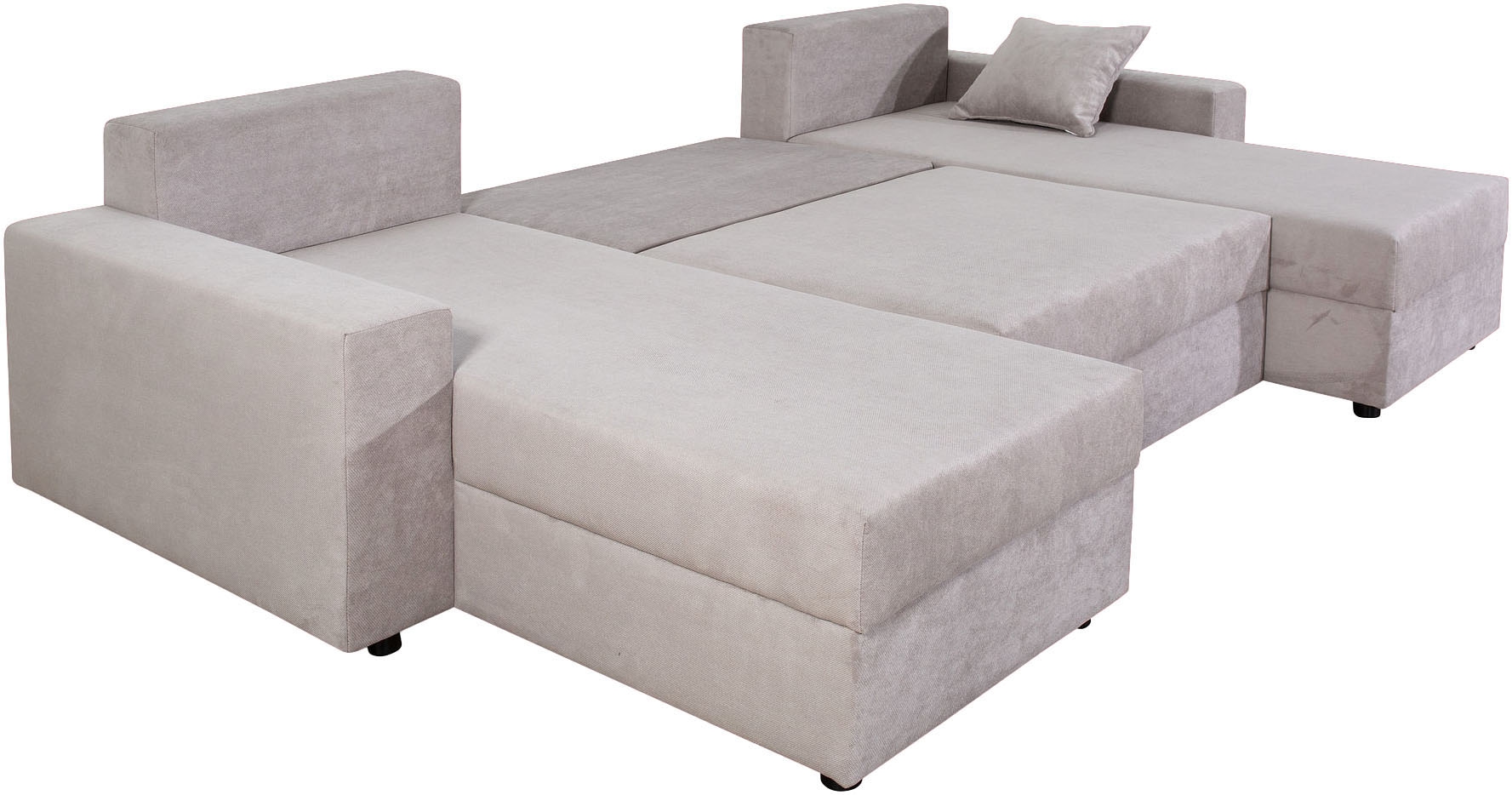 COLLECTION AB Wohnlandschaft »Pico U-Form, Breite 252, mit Schlaffunktion, Bettkasten & Zierkissen«, Wohnlandschaft,2 X Ottomane,Polyätherschaum Polsterung