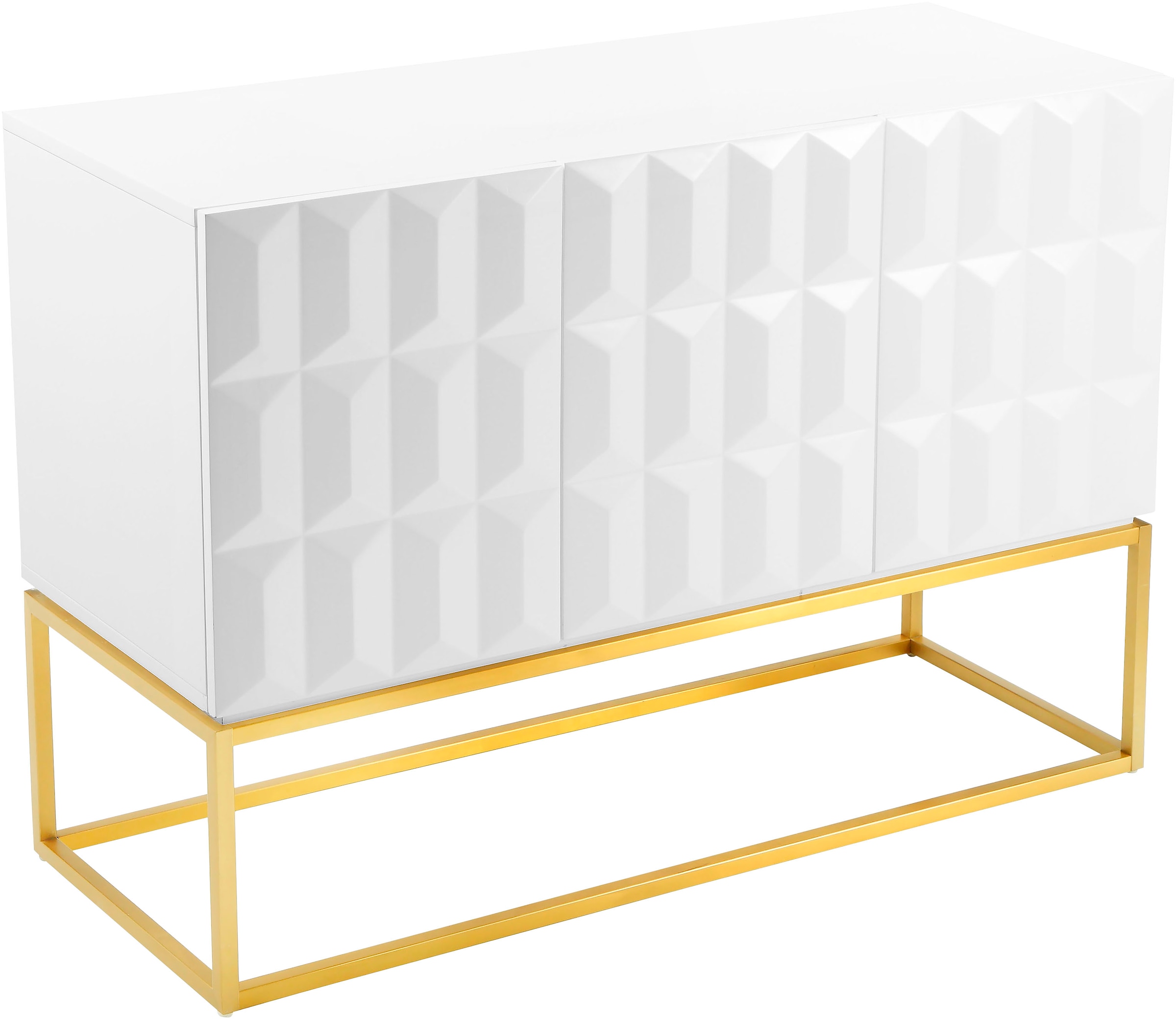 Leonique Sideboard »Alais, TOPSELLER!, OTTOs Choice« in 3D-Optik, mit viel Stauraum und goldfarbenem Metallgestell