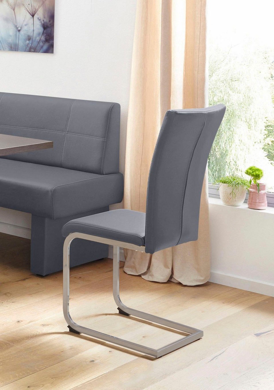 Home affaire Freischwinger »Nils«, (Set), 2 St., Kunstleder, Stuhl belastbar bis 120 Kg, Gestell Metall im Chrom-Look oder Schwarz