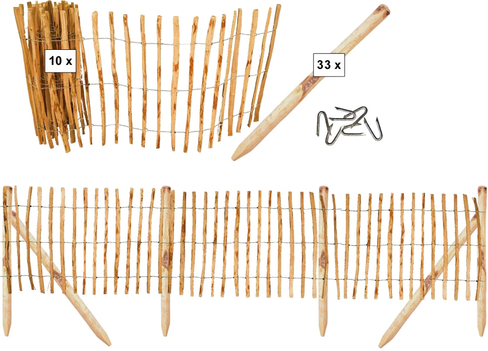 Tetzner & Jentzsch Gartenzaun »Rollzaun Rosswell 8«, 90 cm hoch, 10 Elemente für 50 Meter Zaun, mit 33 Pfosten