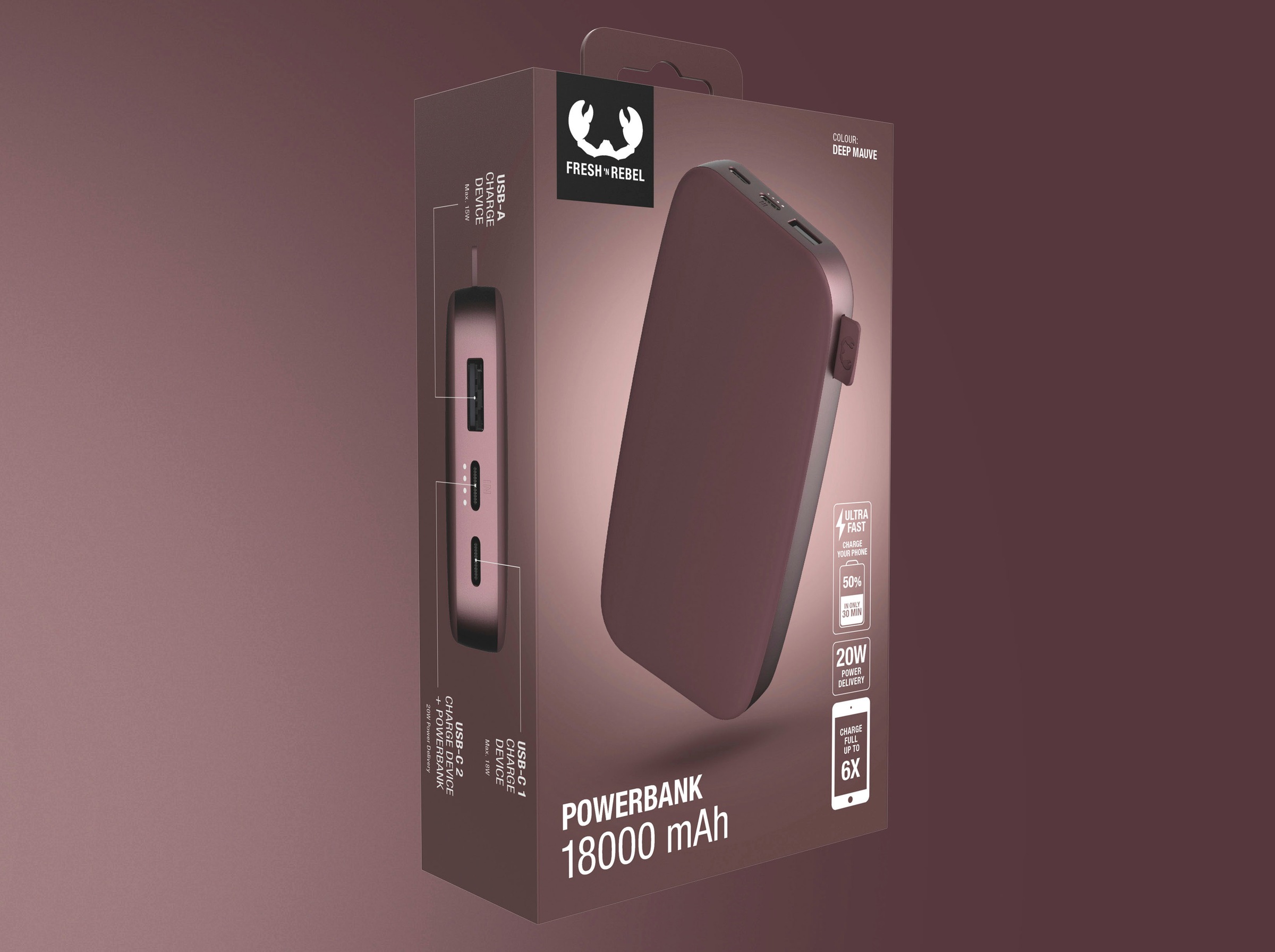 Fresh´n Rebel Powerbank »Power Pack 18000mAh mit USB-C, Ultra Fast Charge & 20W  PD« jetzt im OTTO Online Shop