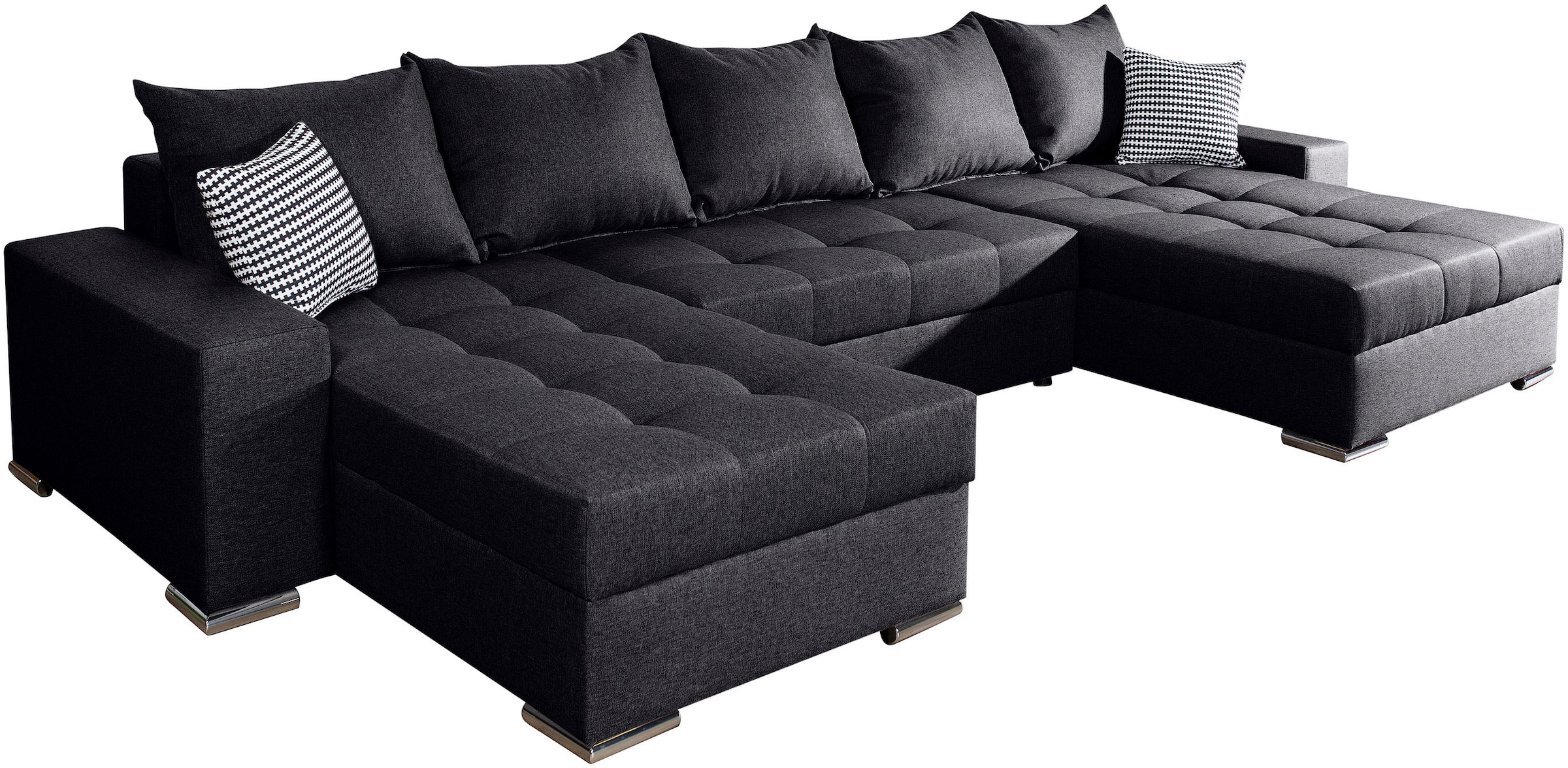 COLLECTION AB Wohnlandschaft »Josy XXL U-Form, B: 333 cm, mit 2 Recamieren 77 & 97 cm« mit Bettfunktion, Bettkasten & 2 Zierkissen, Federkern