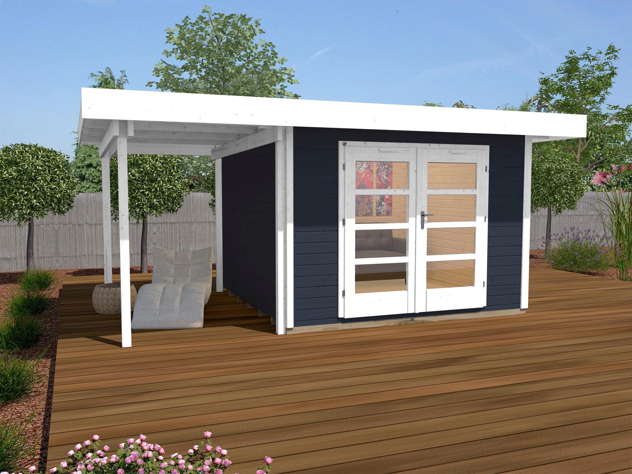 weka Gartenhaus »Designhaus 126 Plus« mit Anbaudach