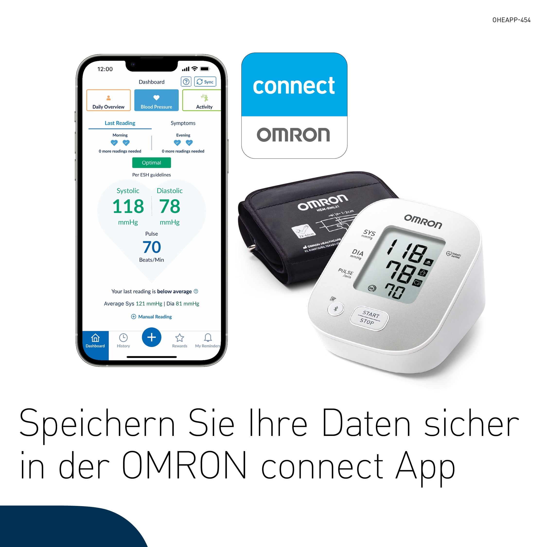 Omron Oberarm-Blutdruckmessgerät »OMRON X2 Smart+«, klinisch validiert, mit kostenloser App, Universalmanschette 22-42 cm