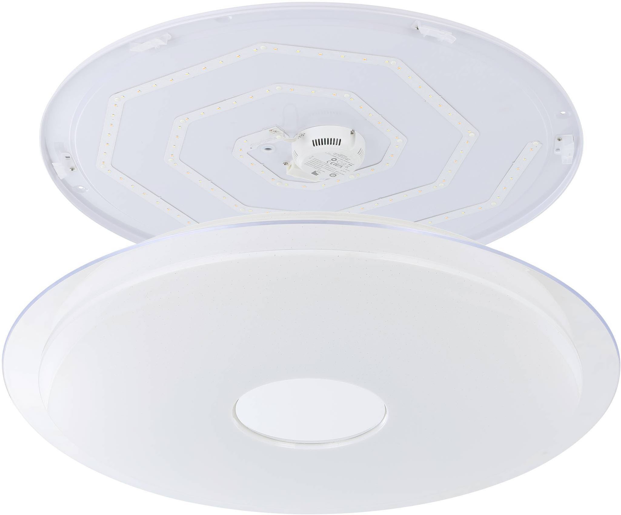 EGLO LED-Deckenleuchte »LANCIANO-Z« in weiß und transparent aus Stahl / inkl. LED fest integriert - 38,1 Watt, Durchm. ca. 77cm