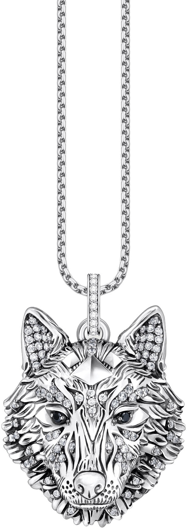 THOMAS SABO Kettenanhänger »Wolfs-Gesicht-Optik, PE965-691-21«, mit Zirkonia (synth.)