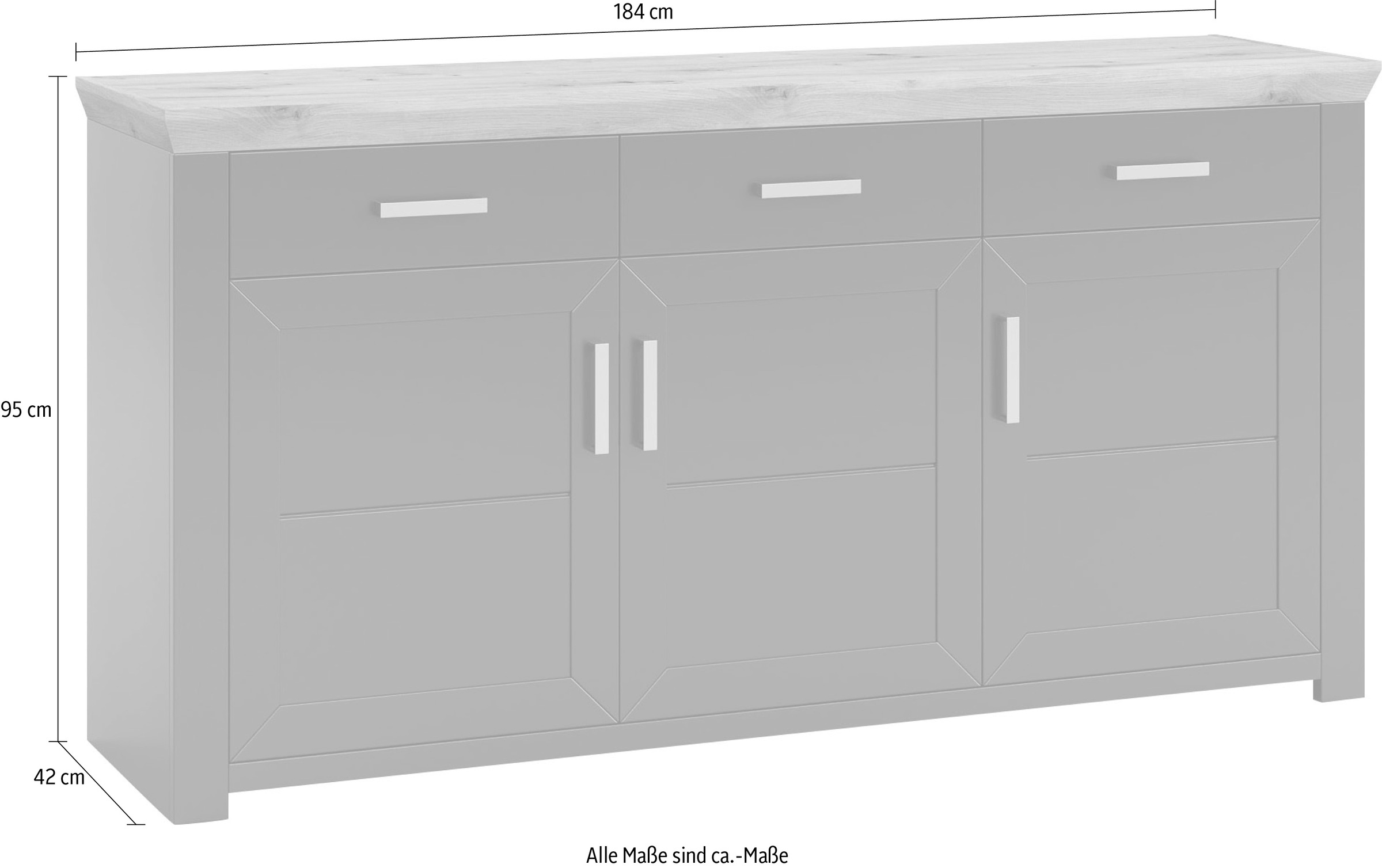 set one by Musterring Sideboard »York«, Typ 52, in 3 Farbvarianten, Landhaus-Stil, B 184 x H 95 cm