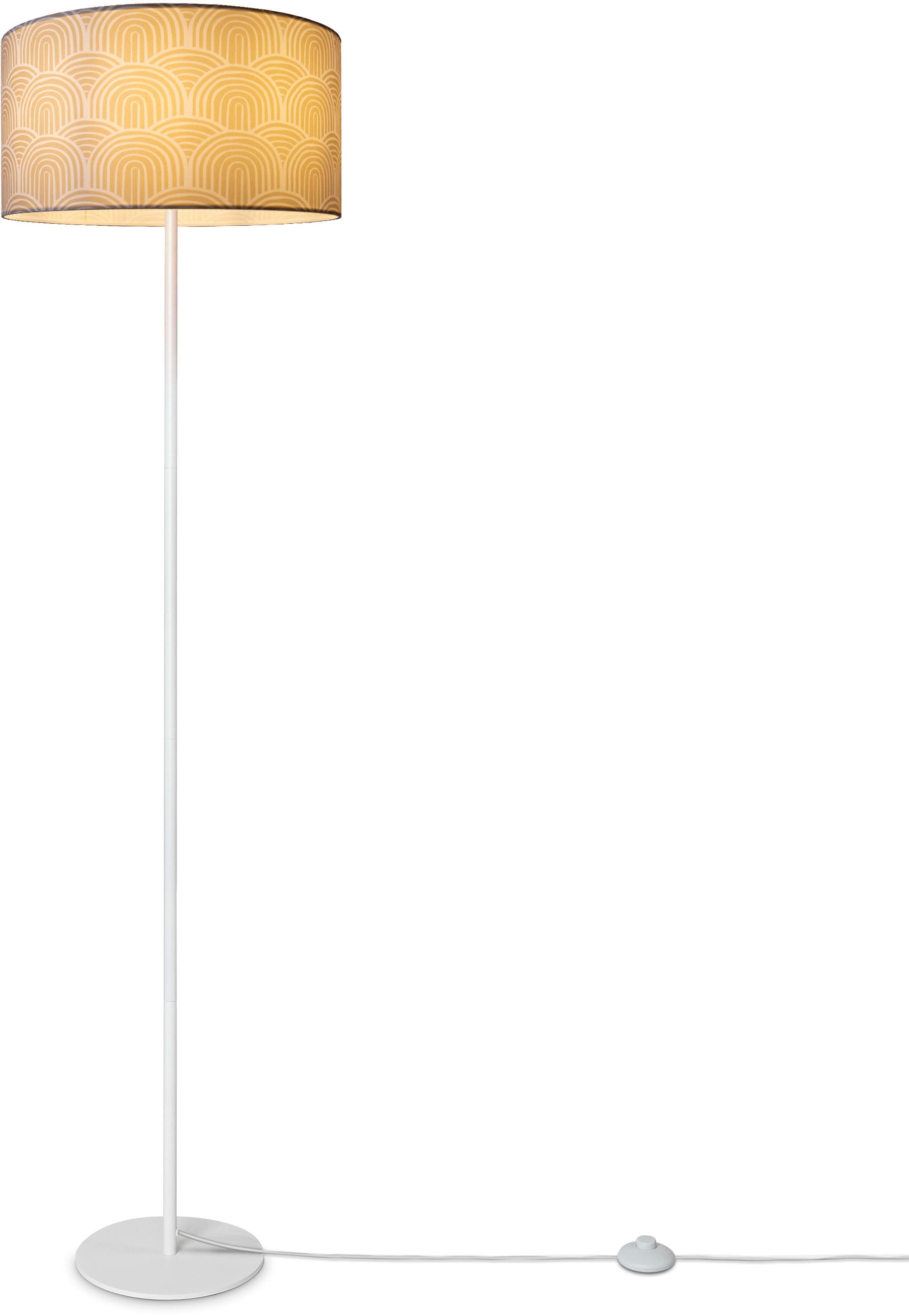 Paco Home Stehlampe »Luca Pillar«, Leuchtmittel E27 | ohne Leuchtmittel, Wohnzimmer Stehlampe Mit Schirm Büro Modern Vintage Muster E27