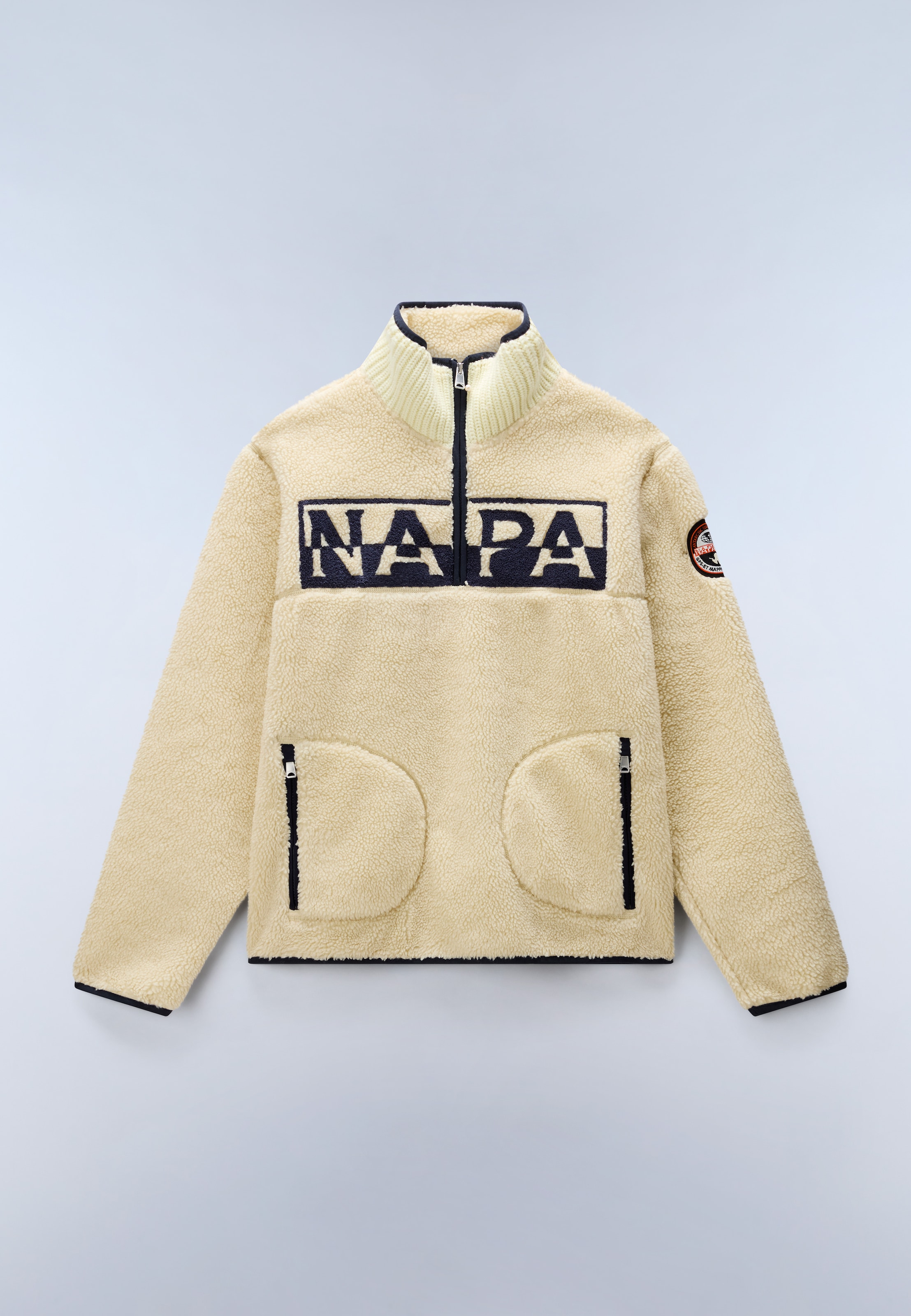 Napapijri Fleeceshirt »T-ARCHIVE FLEECE HZ PUTTY N5E« aus Polyester, mit weichem Griff, auch in großen Größen