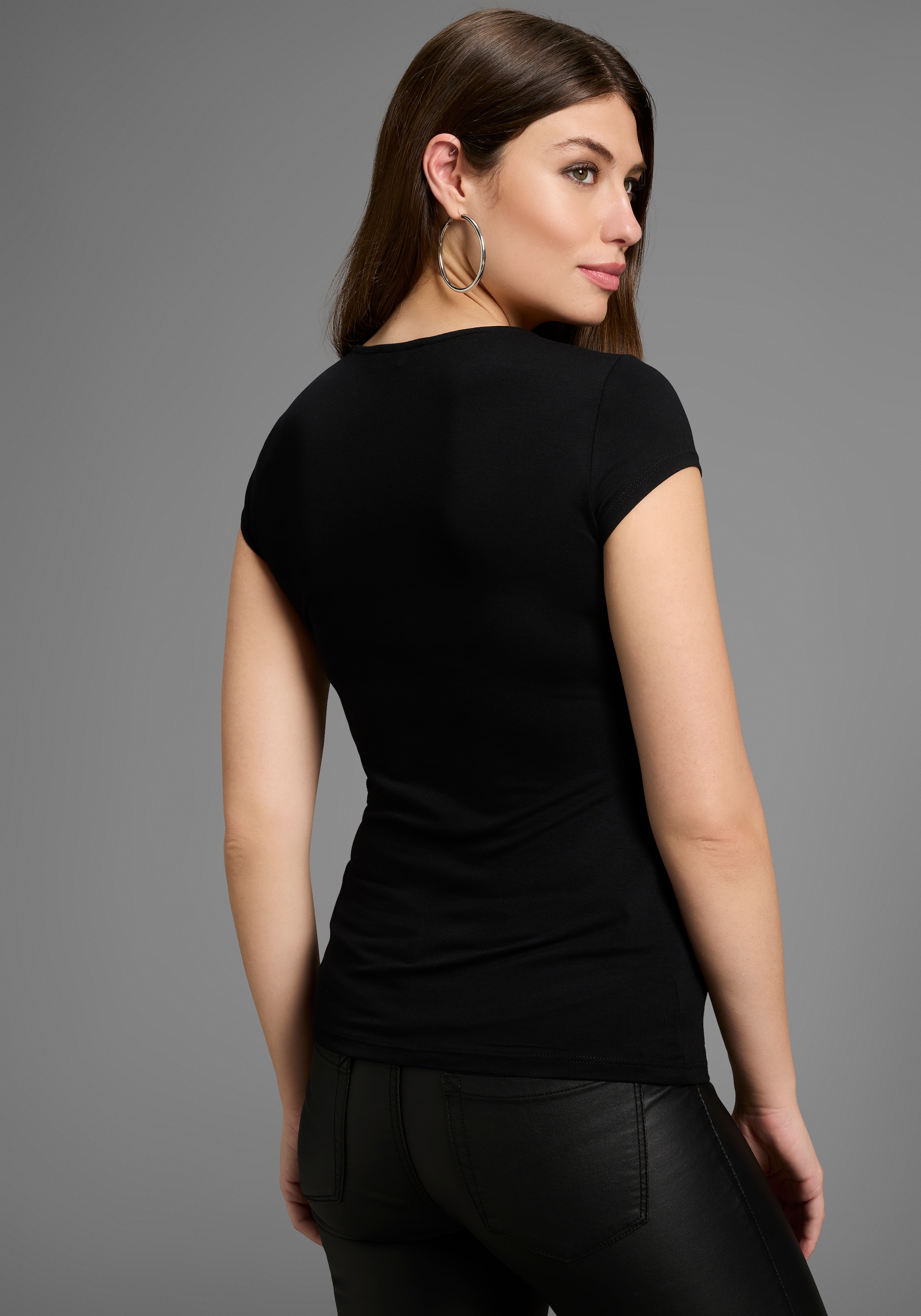 Melrose T-Shirt, Kurzarm, sehr figurbetonte Passform, Rundhalsausschnitt