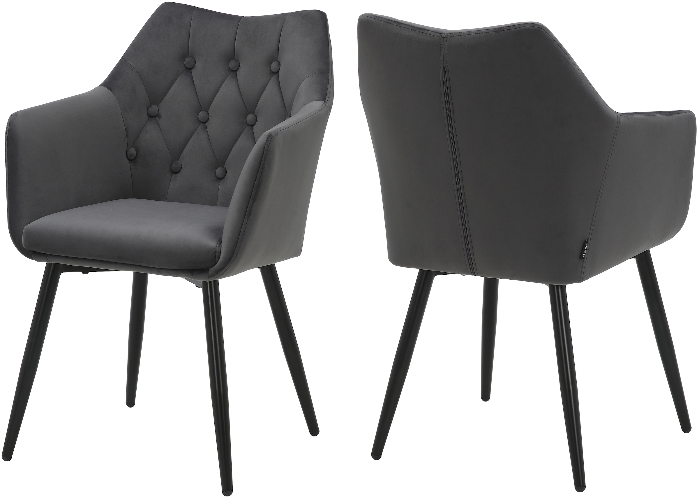 Home affaire Esszimmerstuhl »Alton, TOPSELLER!, OTTOs Choice«, (Set), 2 St., Samtvelours, mit weichem Samtvelours, Armlehnstuhl mit attraktiver Knopfheftung