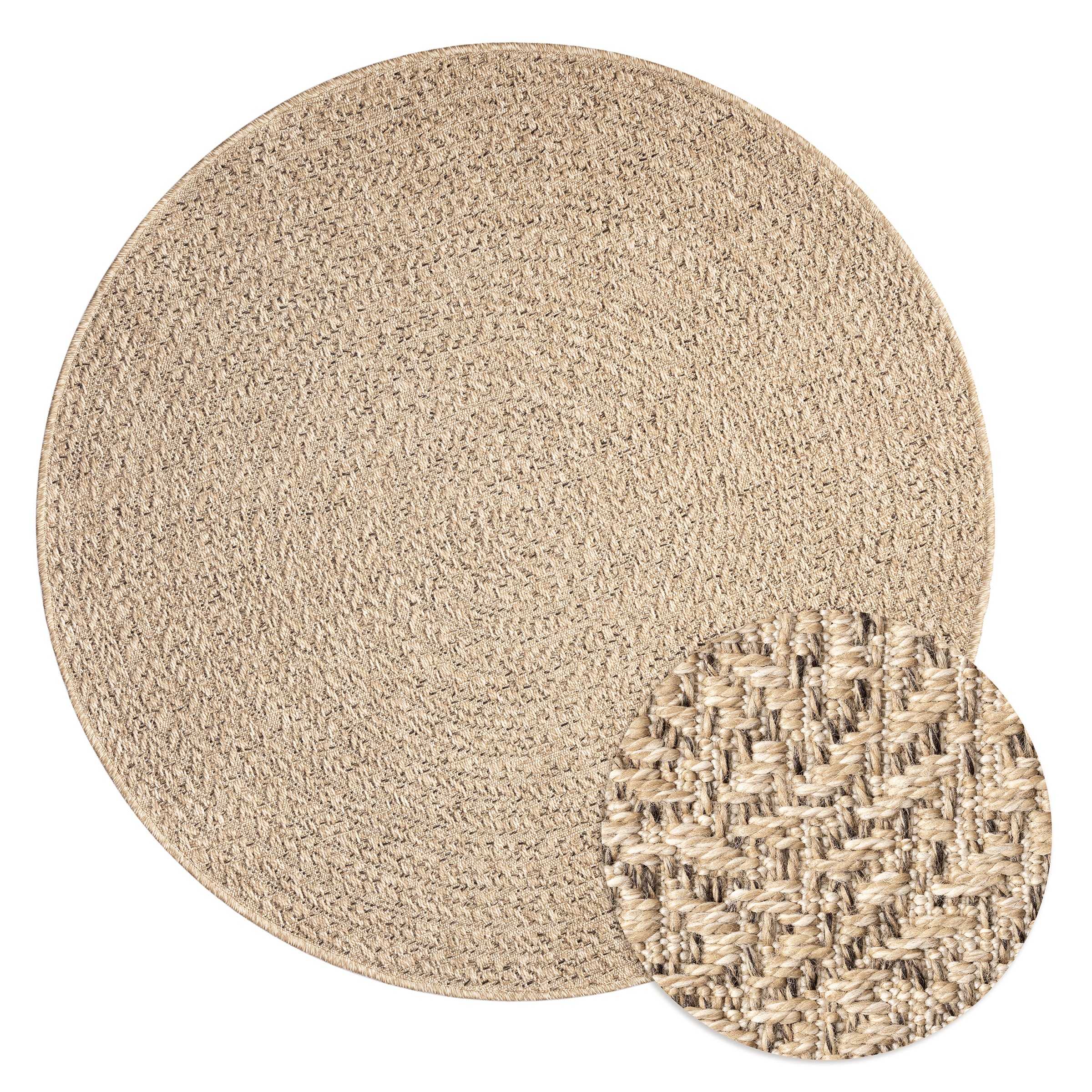 merinos Teppich »Kenzy« rund 10 mm Höhe robuster In- und Outdoor Teppich im natürlichen Jute-Look, wetterfest