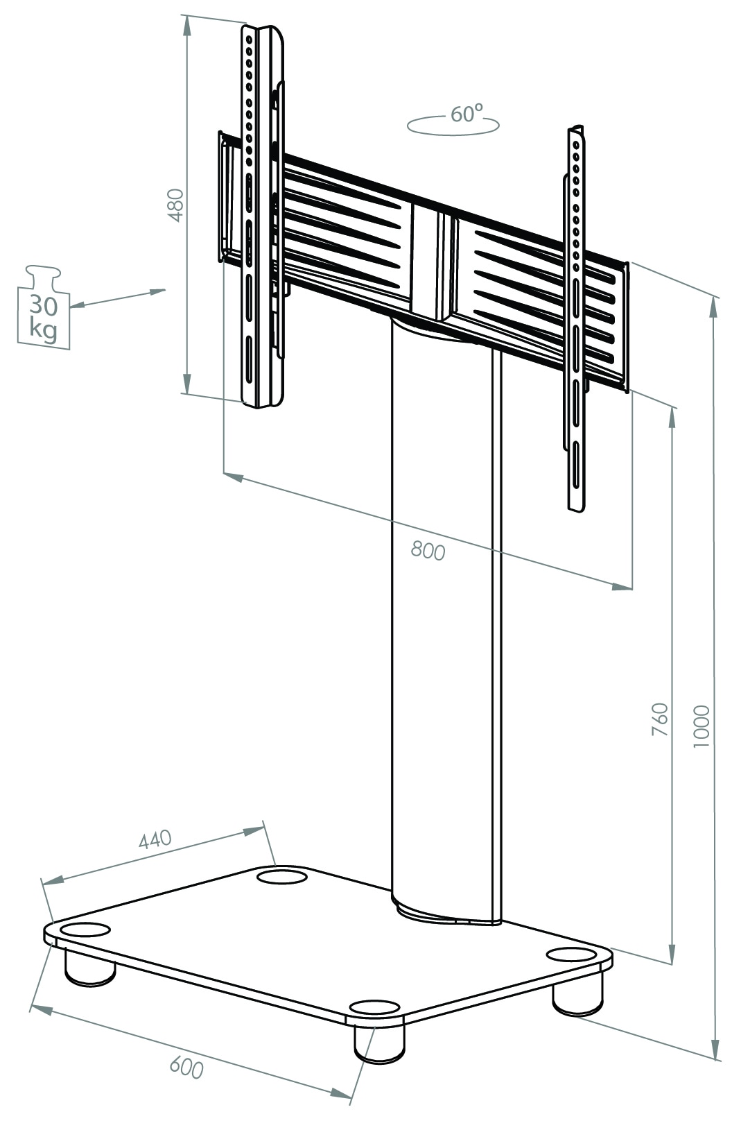 VCM TV-Rack »TV Standfuß Ständer Rack Alu Glas Rollen Tosal«, (VCM Tosal)