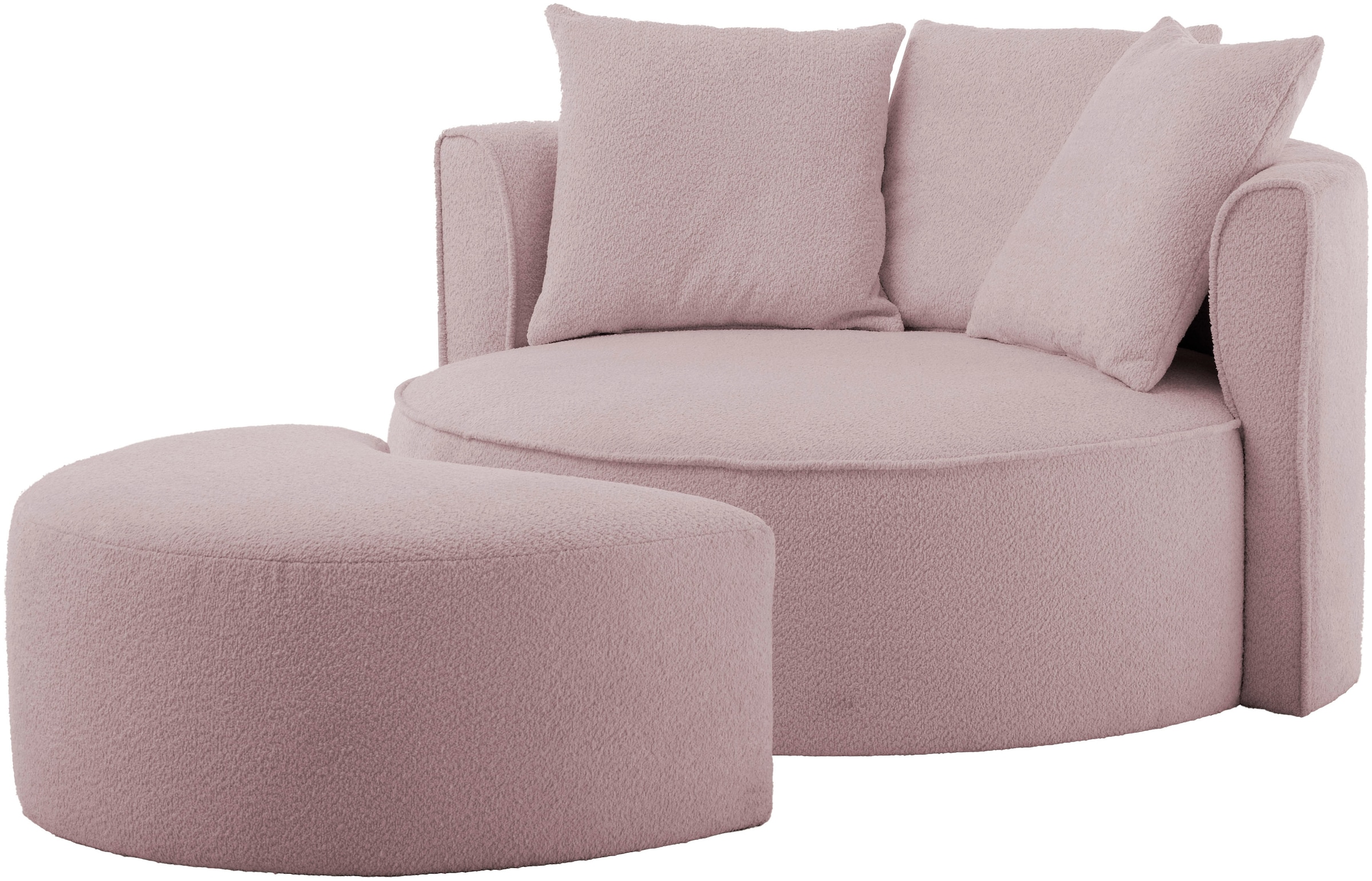 LeGer Home by Lena Gercke XXL-Sessel »ISALIE, Rundsessel mit Hocker, Lesesessel, Loveseat, Big-Sessel«, (Set), trendige Stoffe, 3 Zierkissen, große Sitzfläche, Cord, Samt, Bouclé